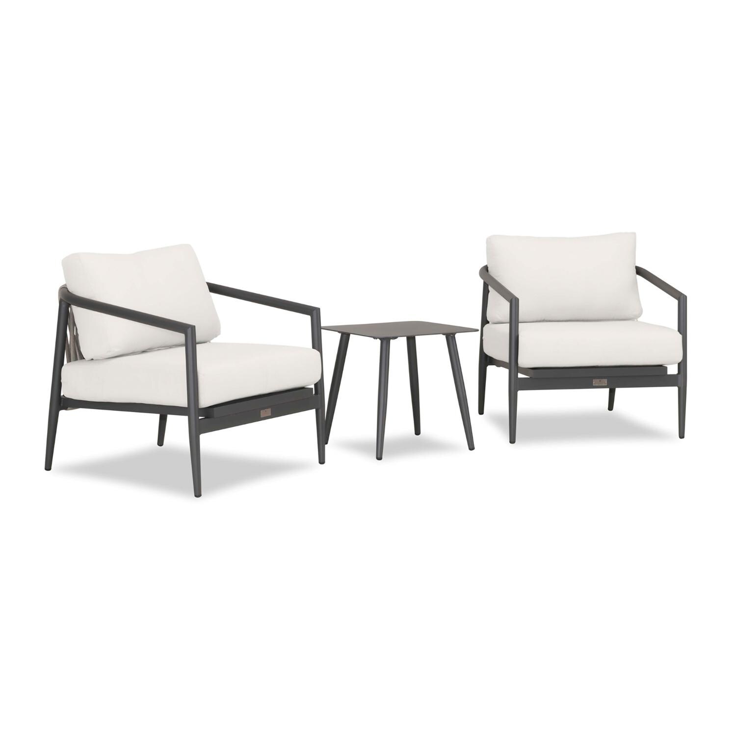 Lakeview Midnight Cove 3 Pc Aluminum Club Chair Seating Set in Slate/Pebble Gray/Canvas Natural - Angled - White Background thumbnail