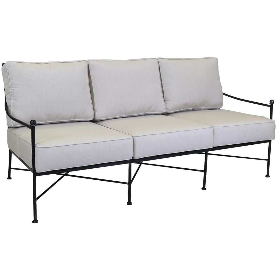 Provence Wrought Iron Sofa in Century Pewter/Canvas Flax by Sunset West