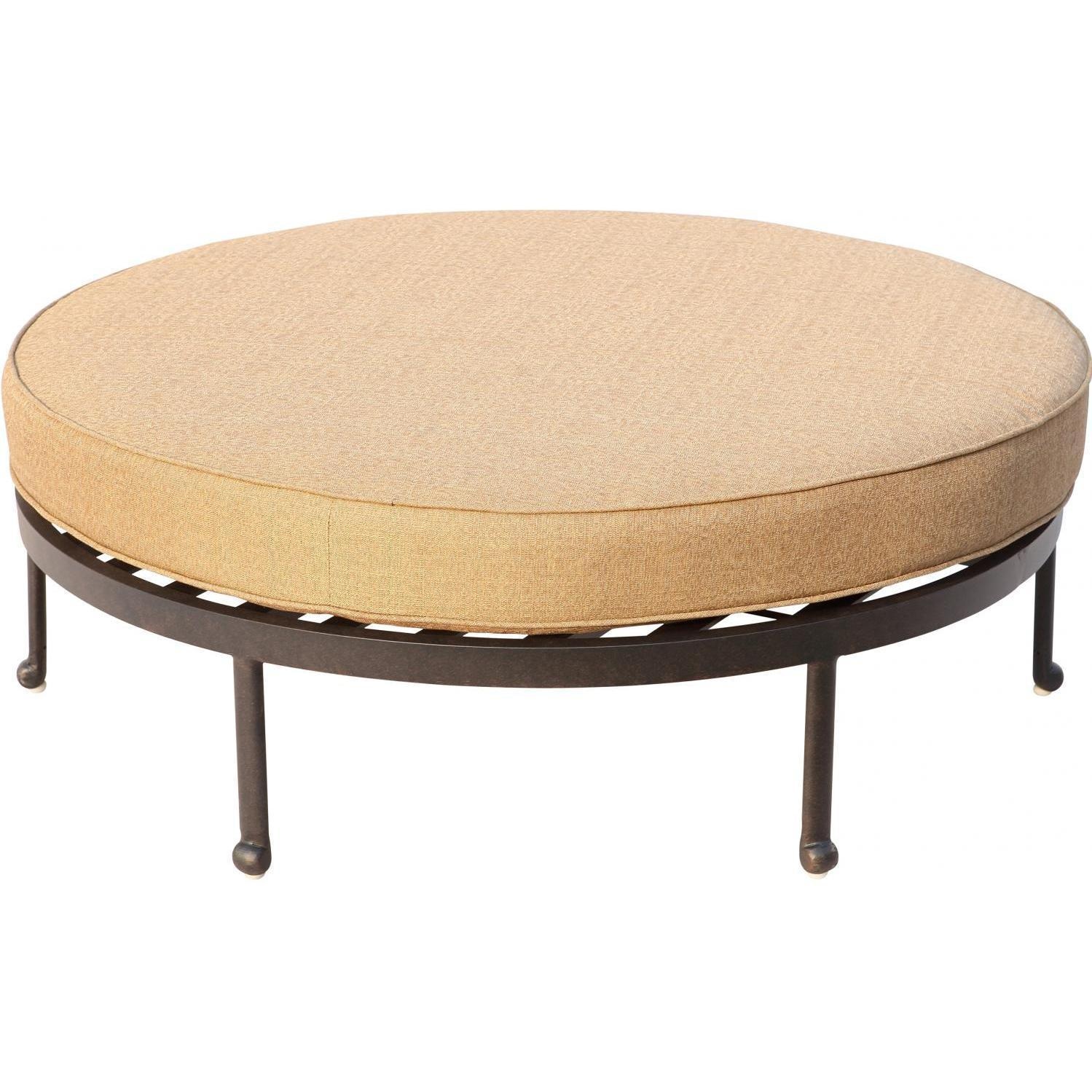 Darlee Santa Anita Cast Aluminum Large Round Ottoman in Antique Bronze/Heather Beige Sunbrella by - B/HB301125-11 / SB CUSHION