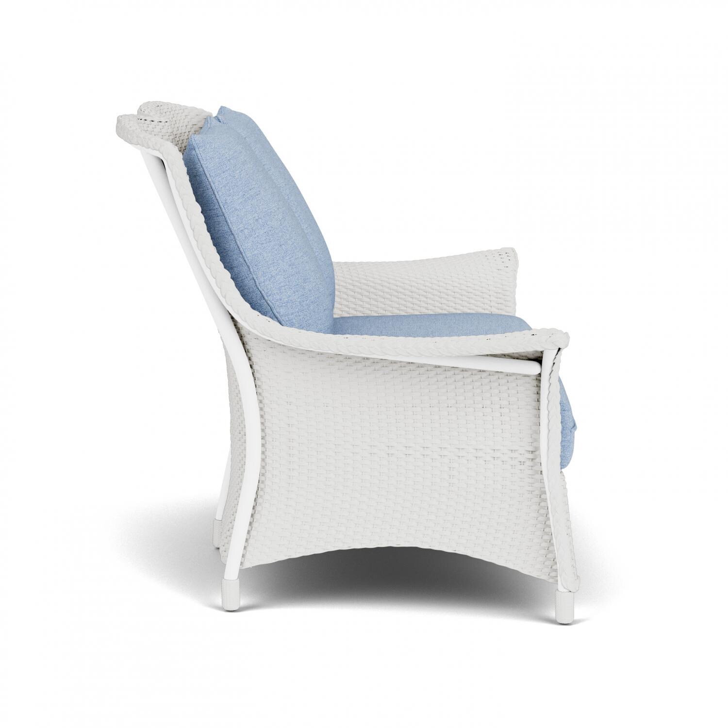Lloyd Flanders Mandalay Loveseat in Matte White Finish with Demo Skyway fabric - Side thumbnail