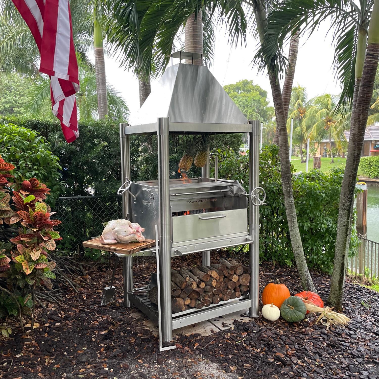 Tagwood BBQ Silver Bullet Argentine Wood Fire & Charcoal Grill - All Stainless Steel - BBQ02SS