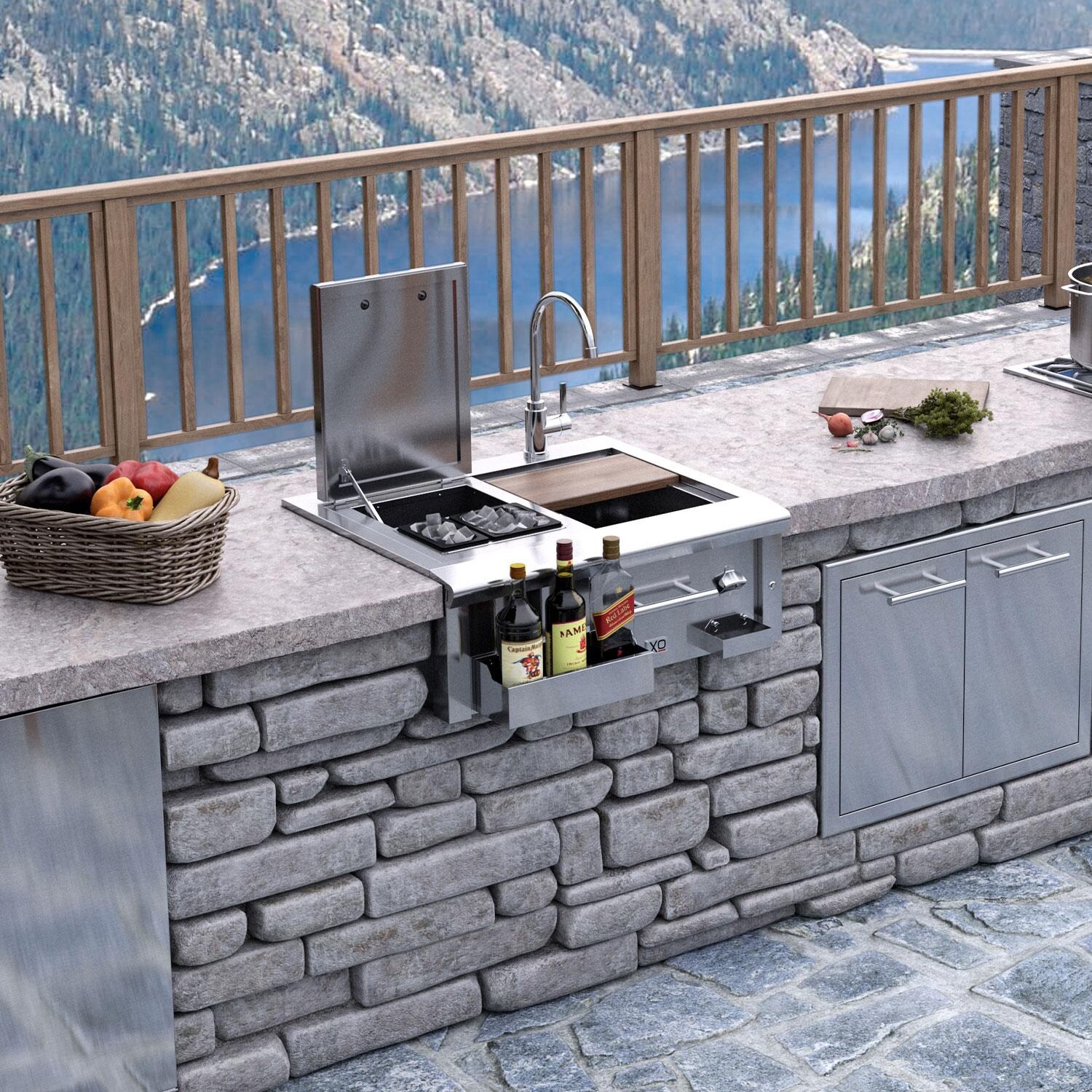 XO Pro-Grade 30-Inch Outdoor Stainless Steel Cocktail Pro Sink Station - XOG30BARPRO