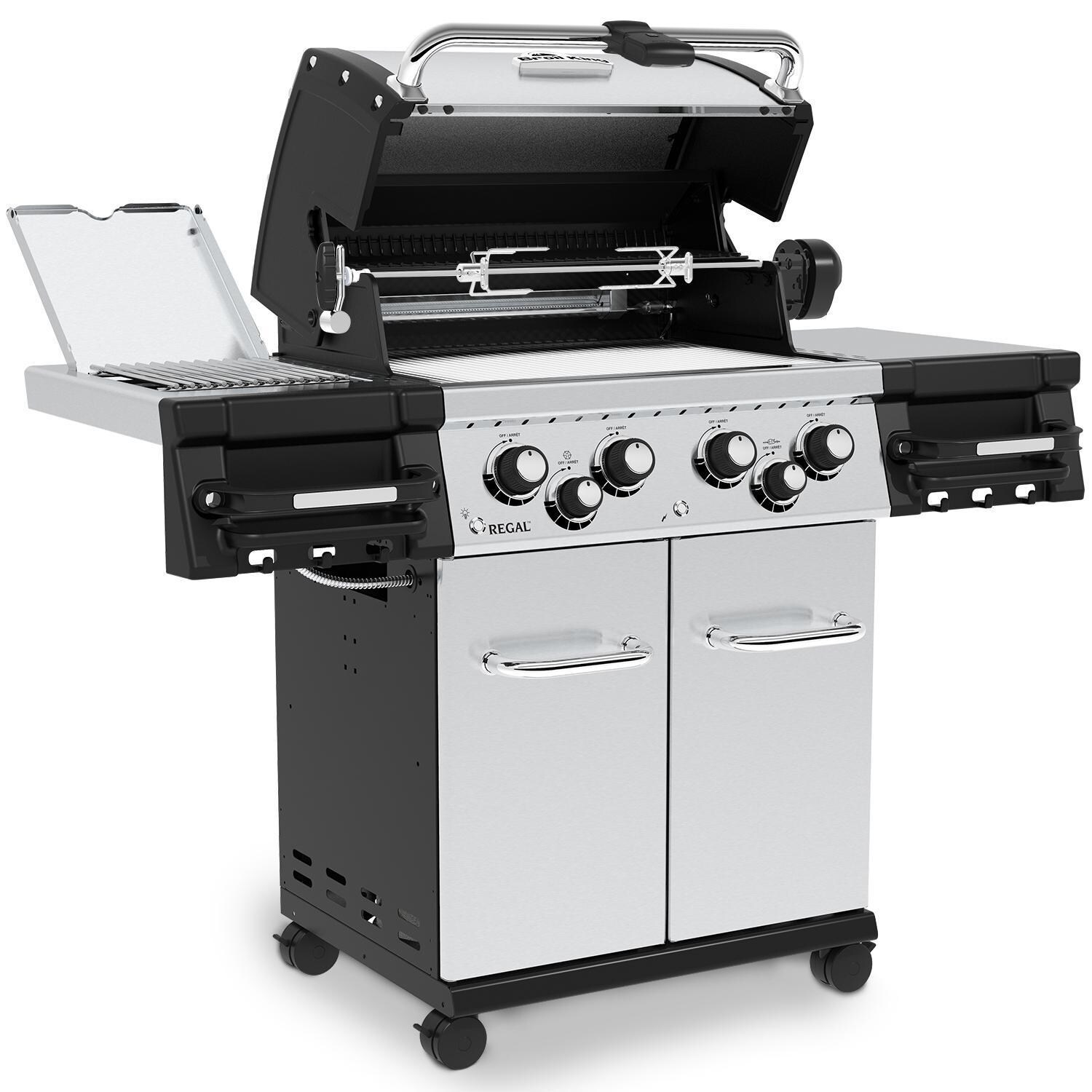 Broil King 956947 Regal S490 PRO IR 25-Inch Natural Gas Grill - Open From Left - White Background thumbnail