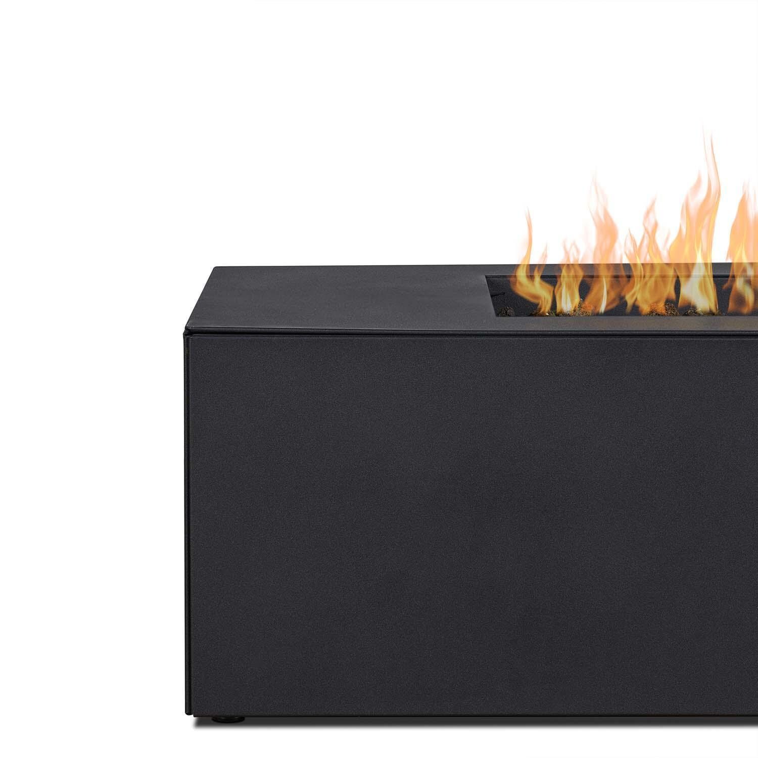 Covewood 58 Inch Rectangular Aluminum Propane Fire Pit Table w/ Hidden Propane Tank in Charcoal by BBQGuys Signature - Detail thumbnail