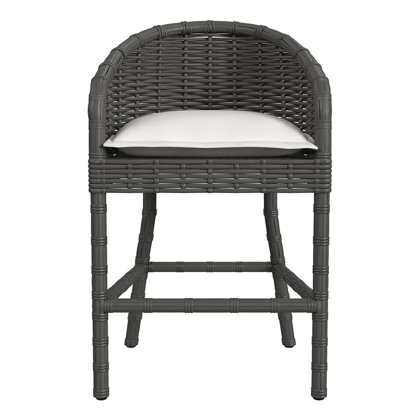 Cabo Resin Wicker Bar Stool in Kahlua/Soothe Pearl by Sunset West - Front - White Background thumbnail