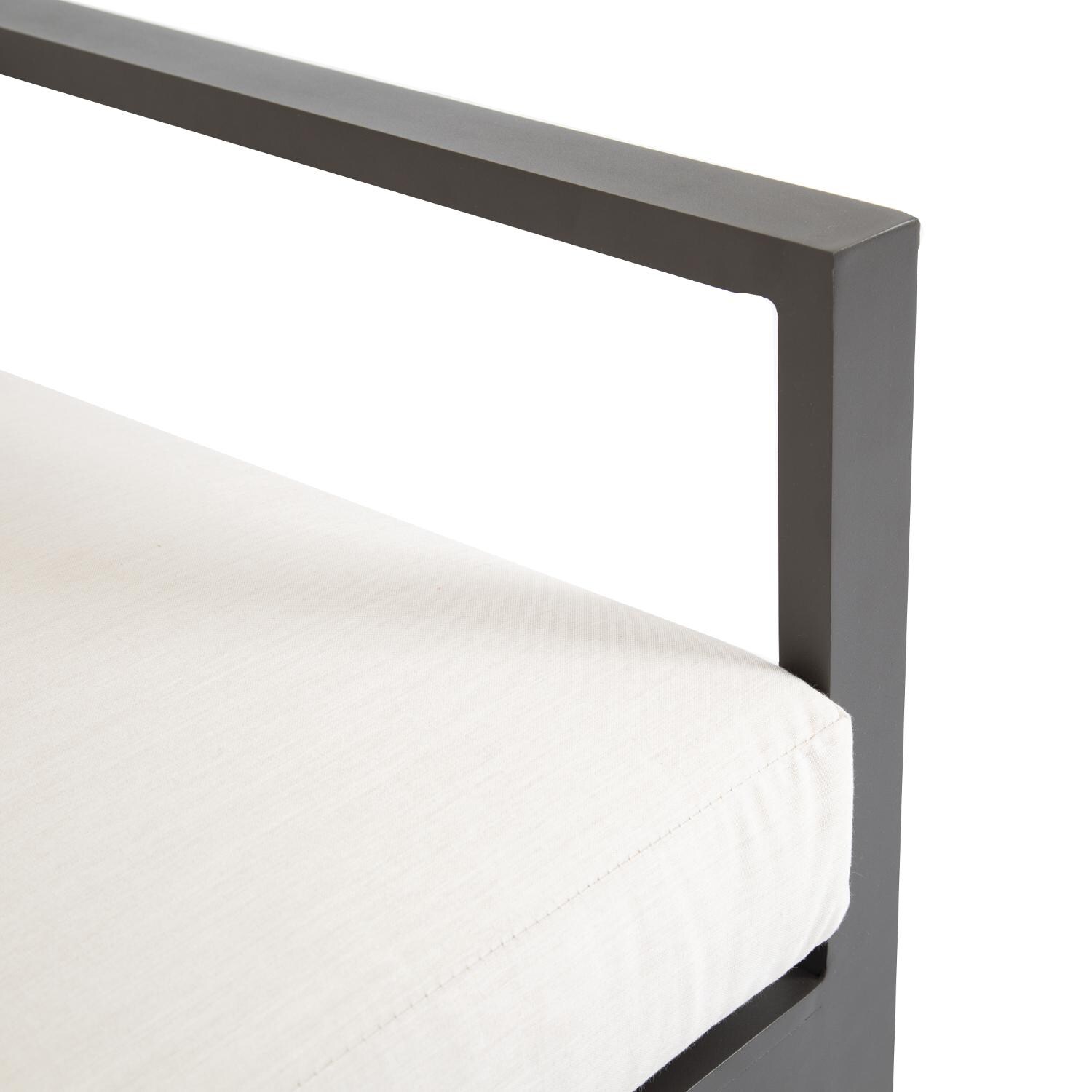 Sunset West - Mesa 5 Piece Aluminum Patio Conversation Set W/ Coffee Table, End Table, & Sunbrella Cast Pumice Cushions - Mesa Arm Detail thumbnail