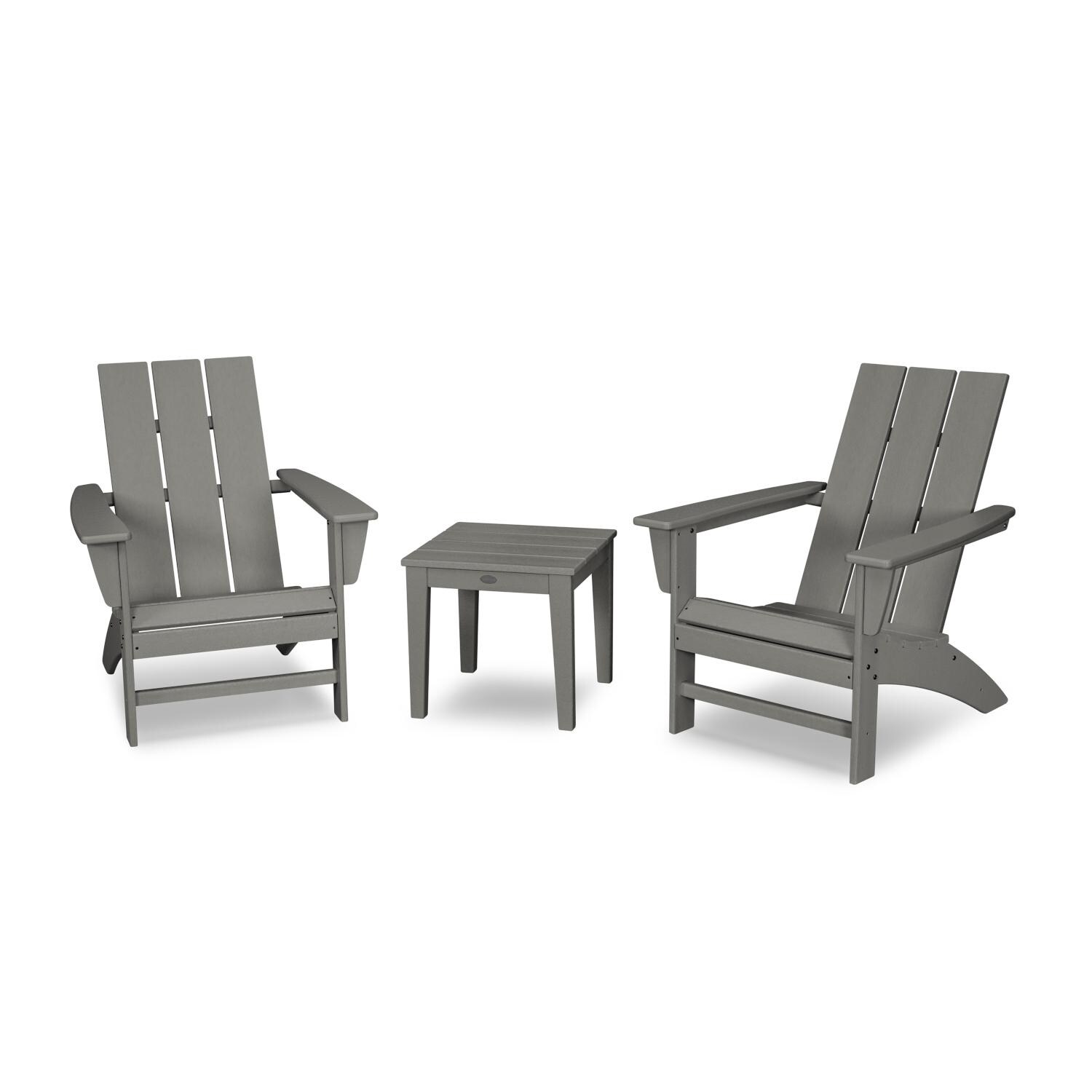 Modern Adirondack 3 Pc Recycled Plastic Seating Set in Slate Gray by POLYWOOD