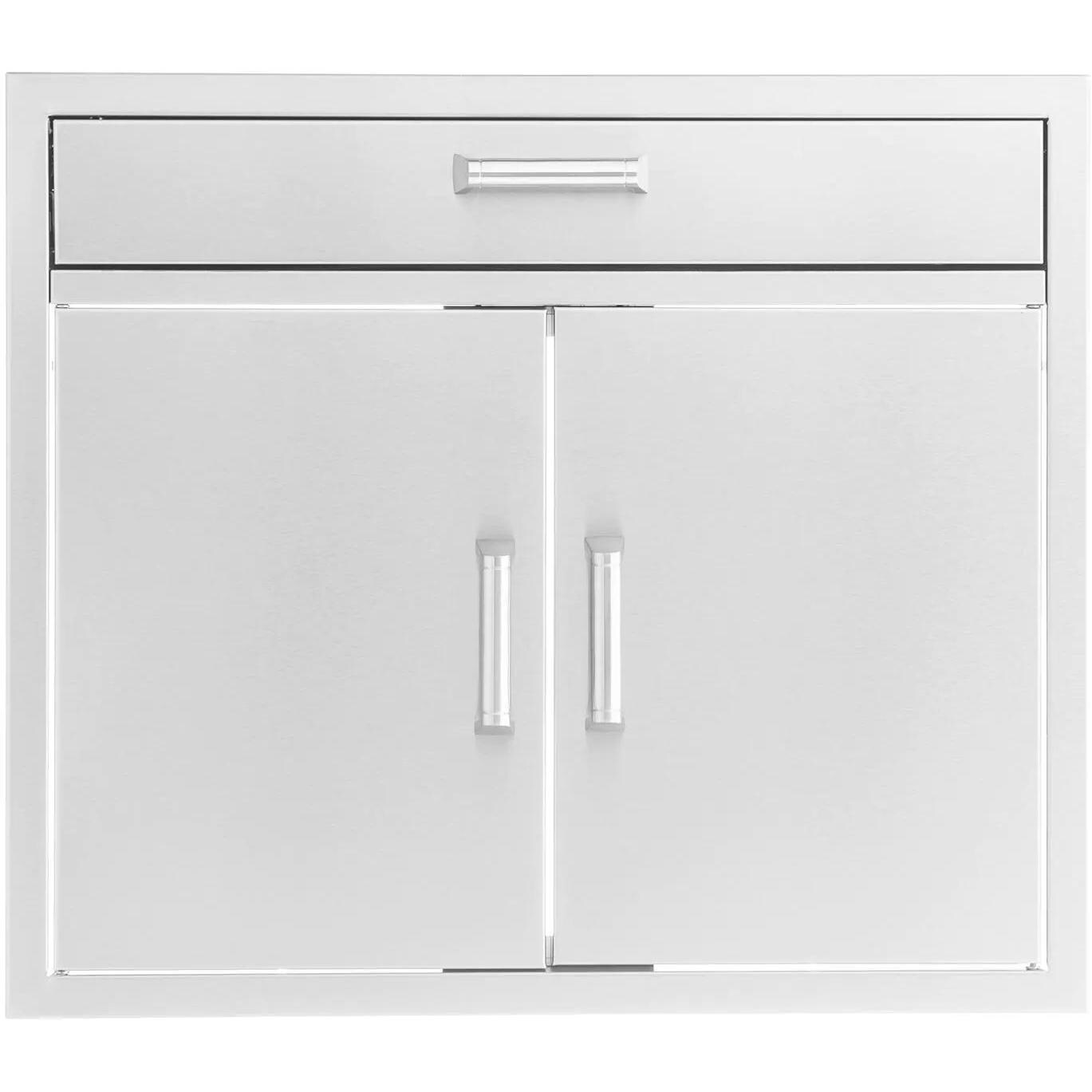BBQGuys Signature 30-in Contempo/Traditional Stainless Steel Double Door & Single Drawer Combo - Contempo Handle - White Background thumbnail