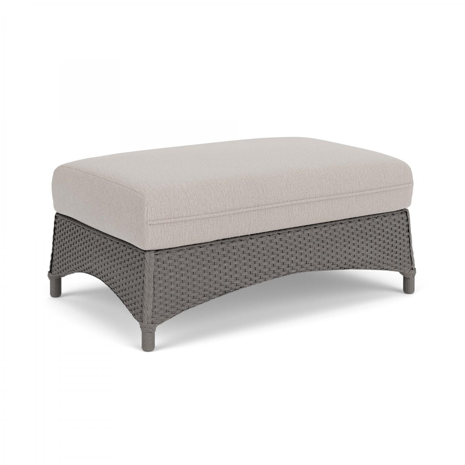 Lloyd Flanders Mandalay Large Ottoman in Pewter Finish with Remy Cloud fabric - Angled thumbnail
