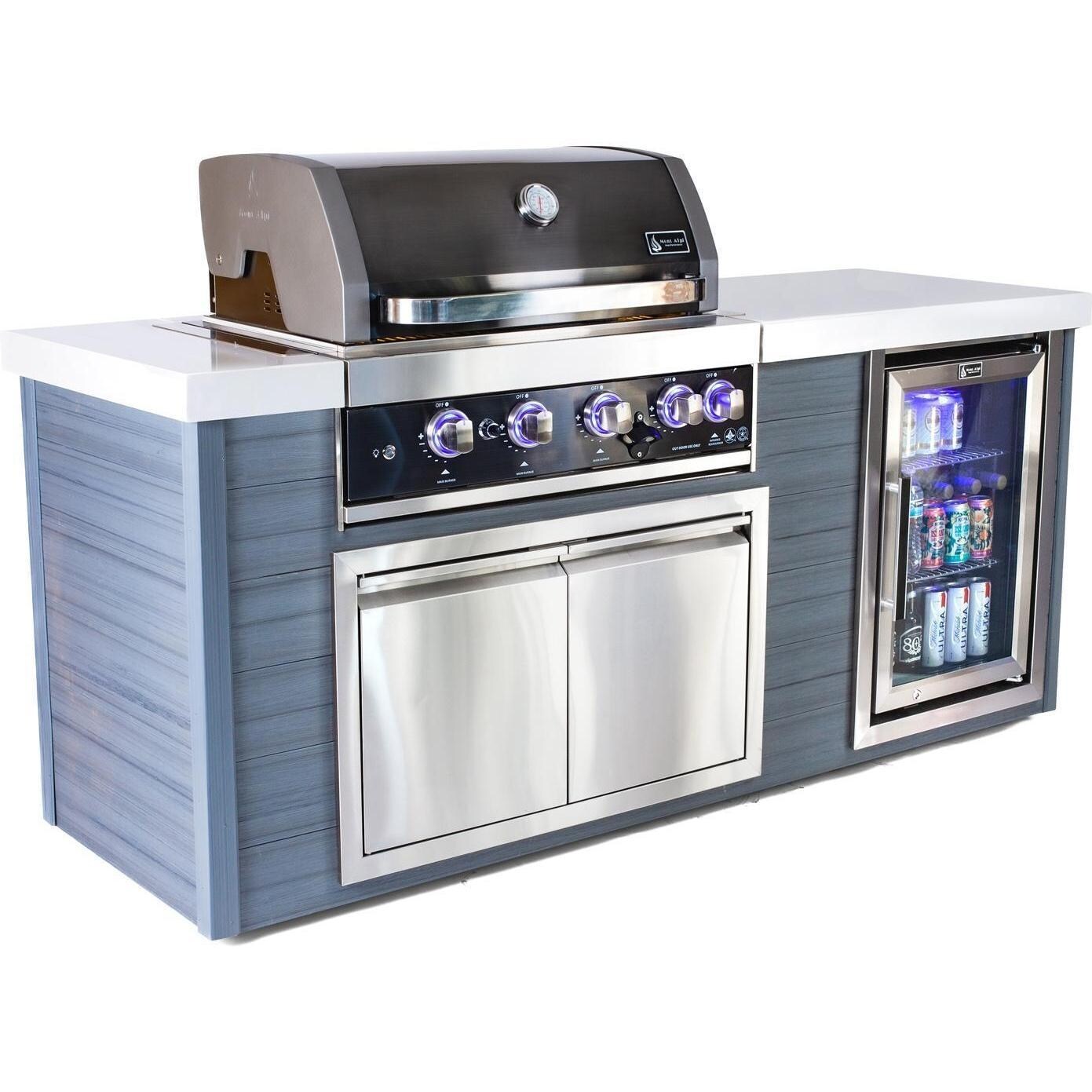 Mont Alpi MA400-AWBSS 4-Burner Black Stainless Steel Art-Wood Natural Gas Island Grill - Angled Right - White Background thumbnail