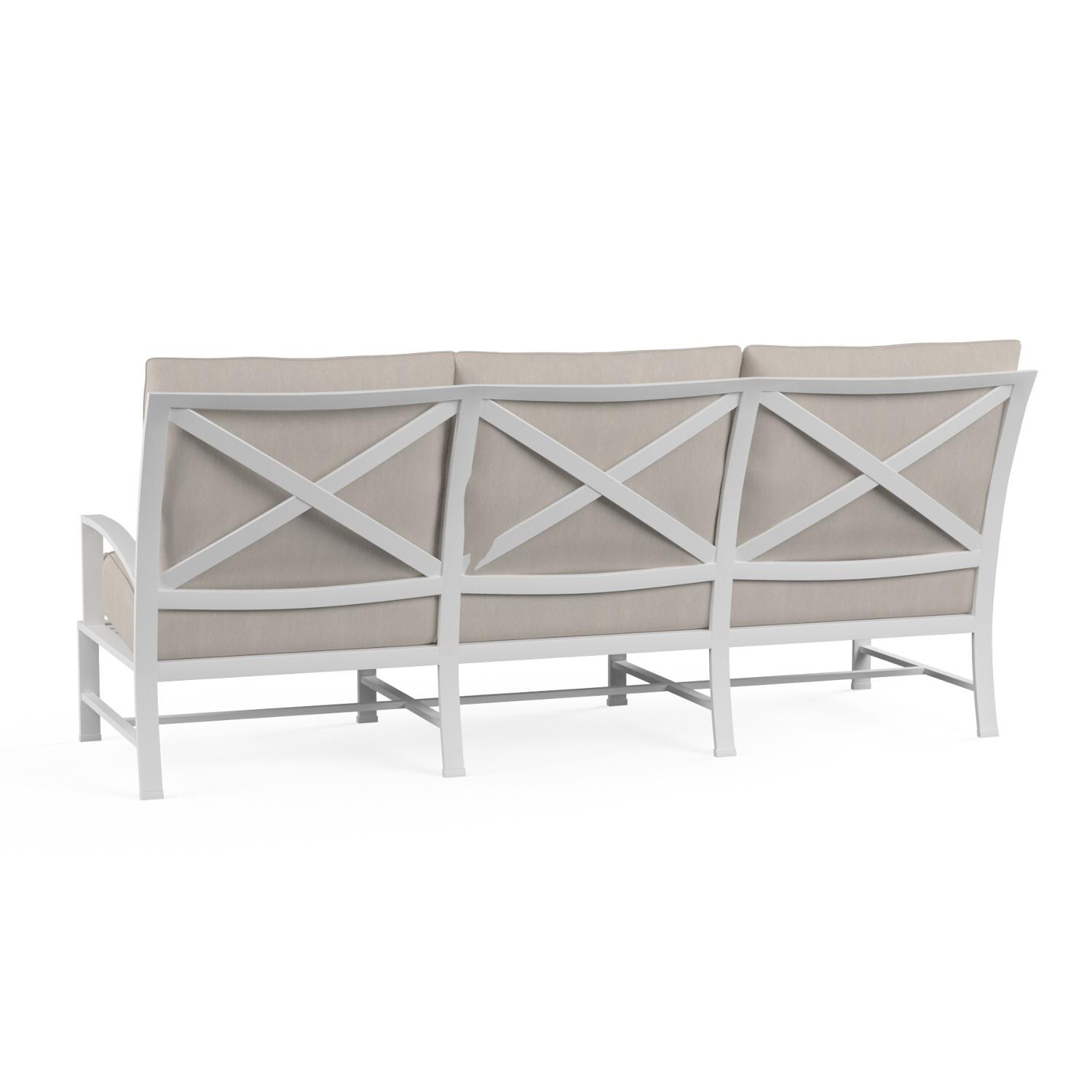 Sunset West - 501-23-5492 - Bristol Aluminum Patio Sofa W/ Sunbrella Canvas Flax Self Welt Cushions - Rear View thumbnail