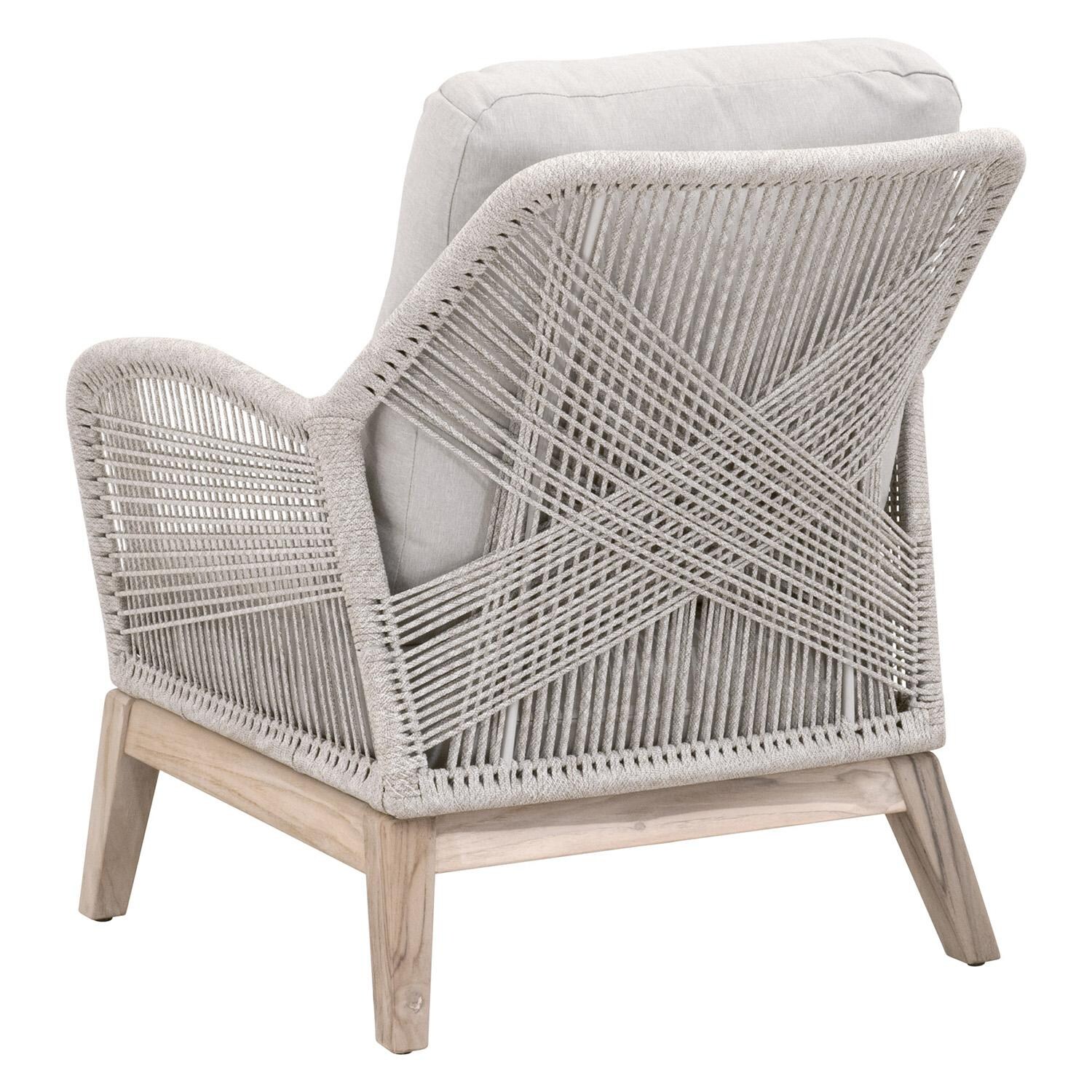 Lakeview Peninsula Way Woven Rope Club Chair in Taupe & White - Back Angle View thumbnail