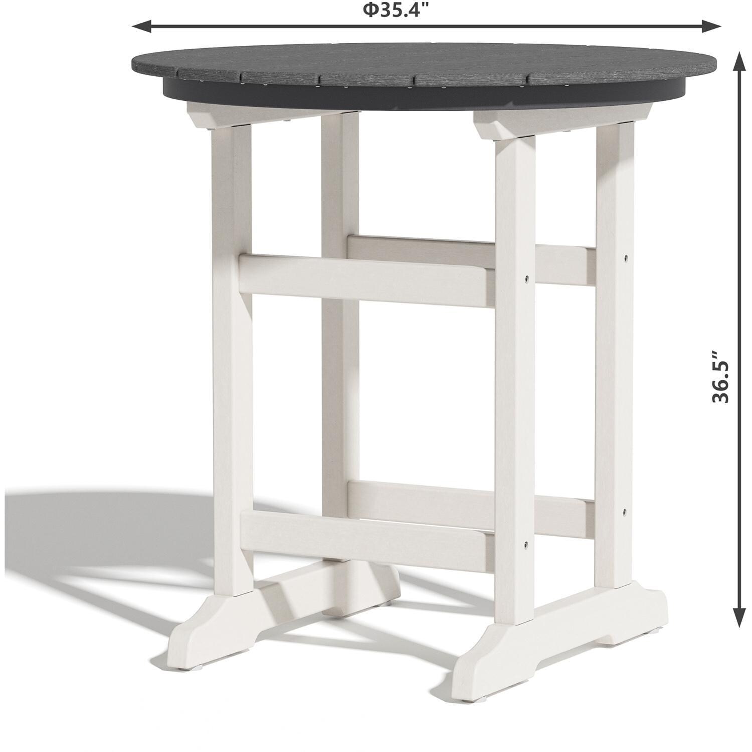 Lakeview Outdoor Designs LV-3311-5 Estatewood 5 Pc Polyresin Bar Set in White - Table Dimensions - Dimensional thumbnail