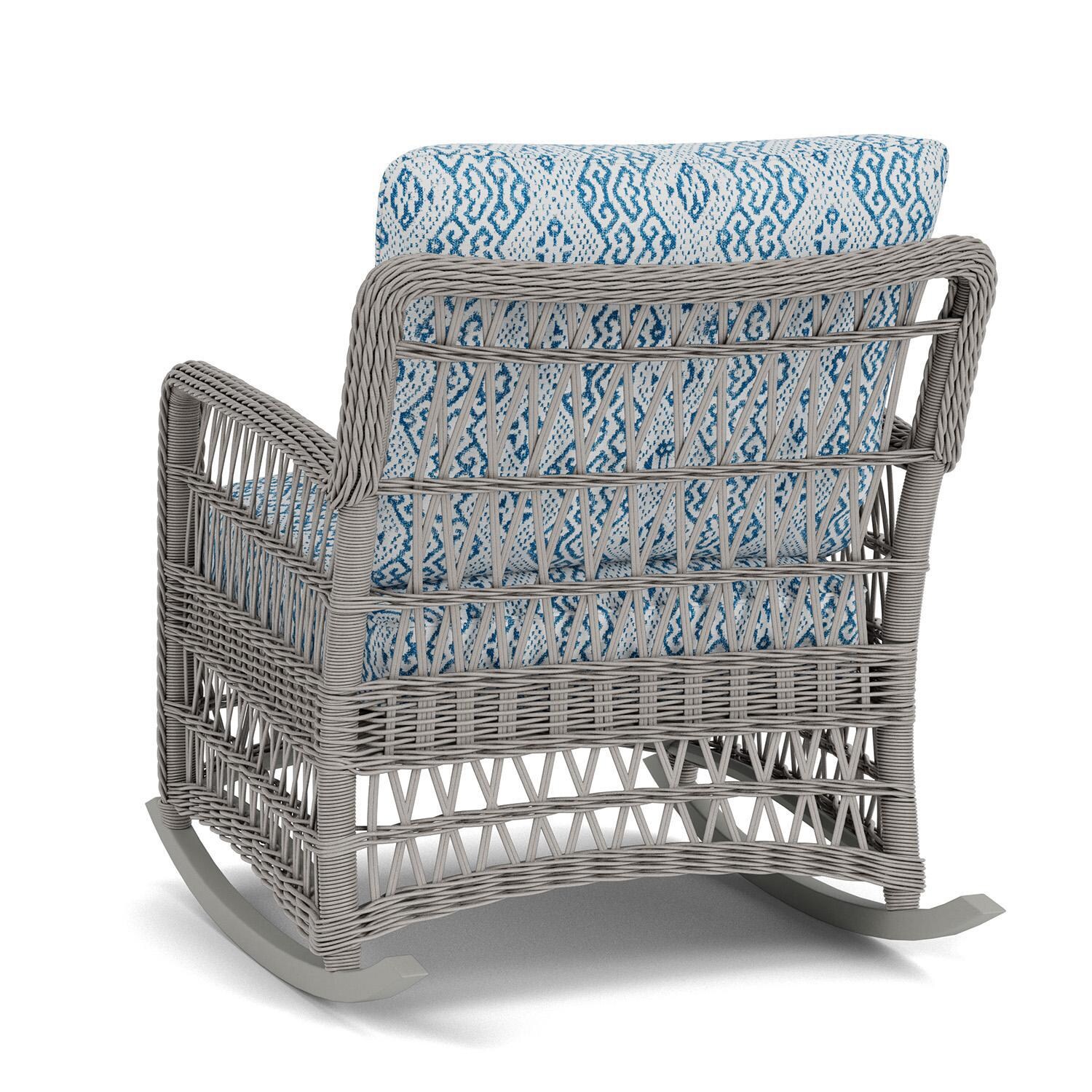 Lloyd Flanders Mackinac Lounge Rocker in Putty Finish with Aman Capri Fabric - Rear Left thumbnail