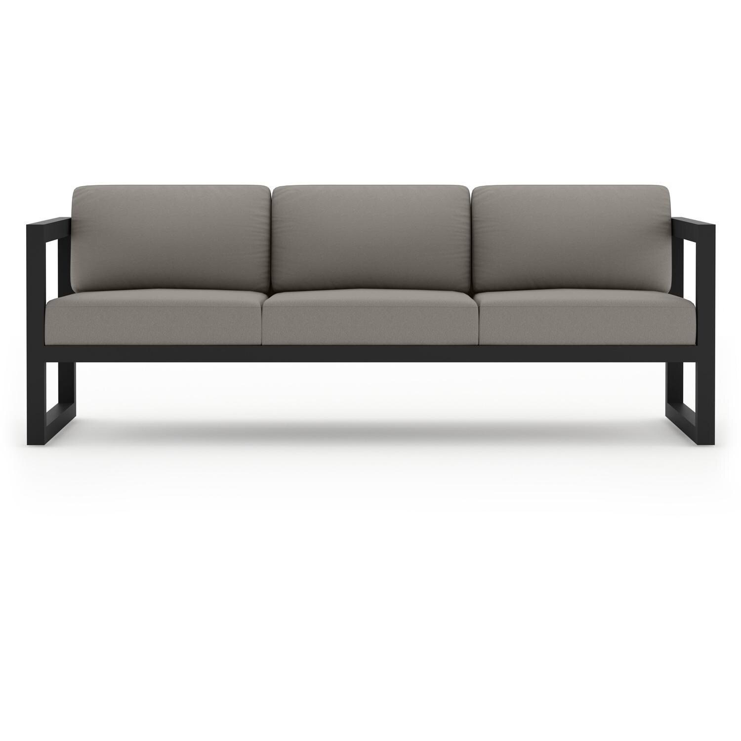 Lakeview MSTYCV-BK-5SS-CC Misty Cove 5 Pc Aluminum Seating Set in Black w/Portal Coffee Table & Canvas Charcoal Cushions by Lakeview Outdoor Designs - Sofa - White Background thumbnail
