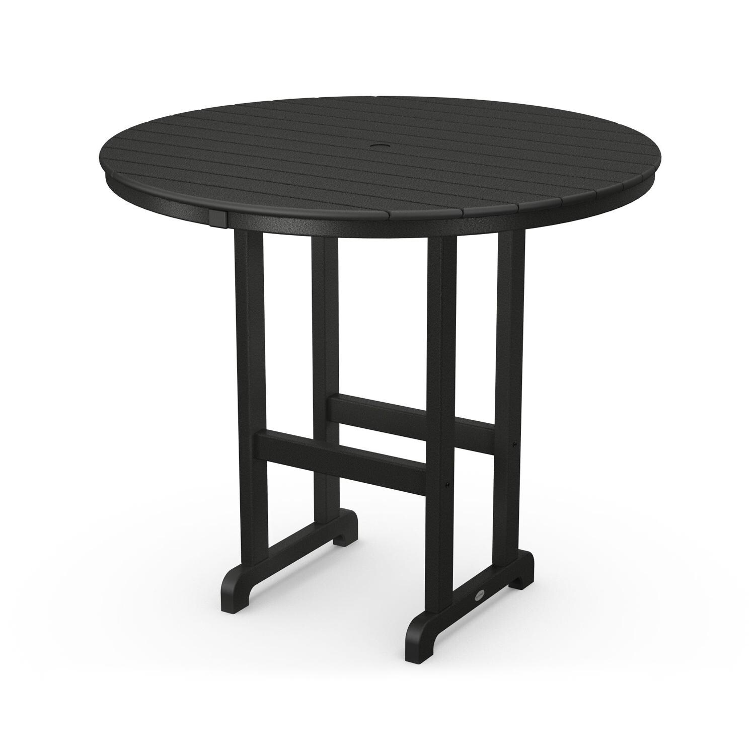 POLYWOOD 48-Inch Round Bar Table - Black thumbnail