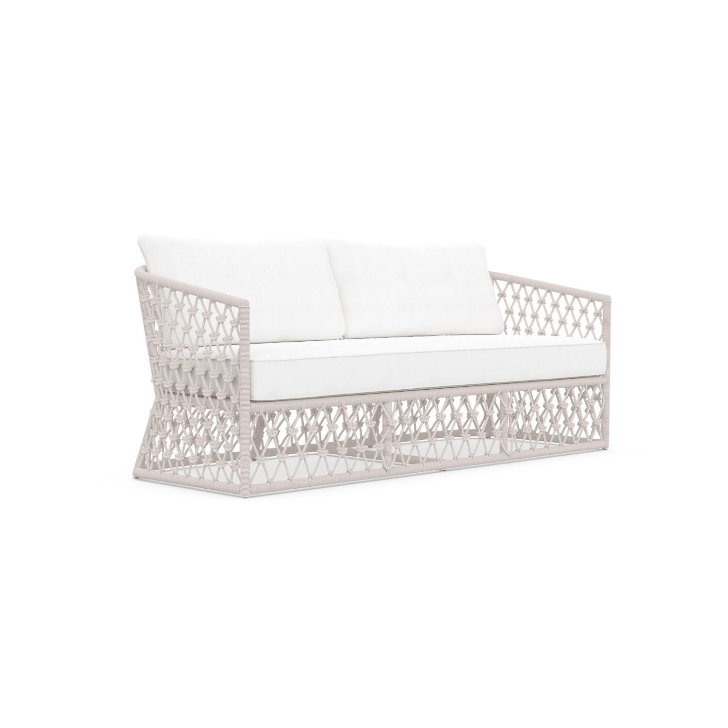 Azzurro Living AME-R06S3-CU Amelia Woven Rope Sofa in Sand/Cloud - Angled - White Background thumbnail