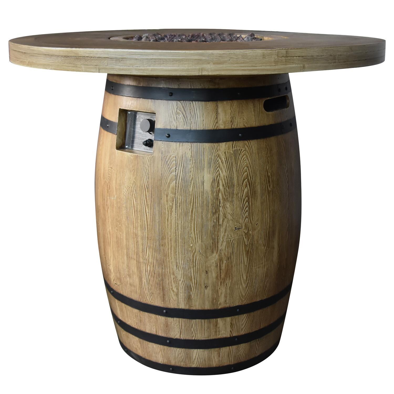 Elementi OFG225RWLP Lafite 48-Inch Round Propane Fire Pit Table - Front View - White Background thumbnail