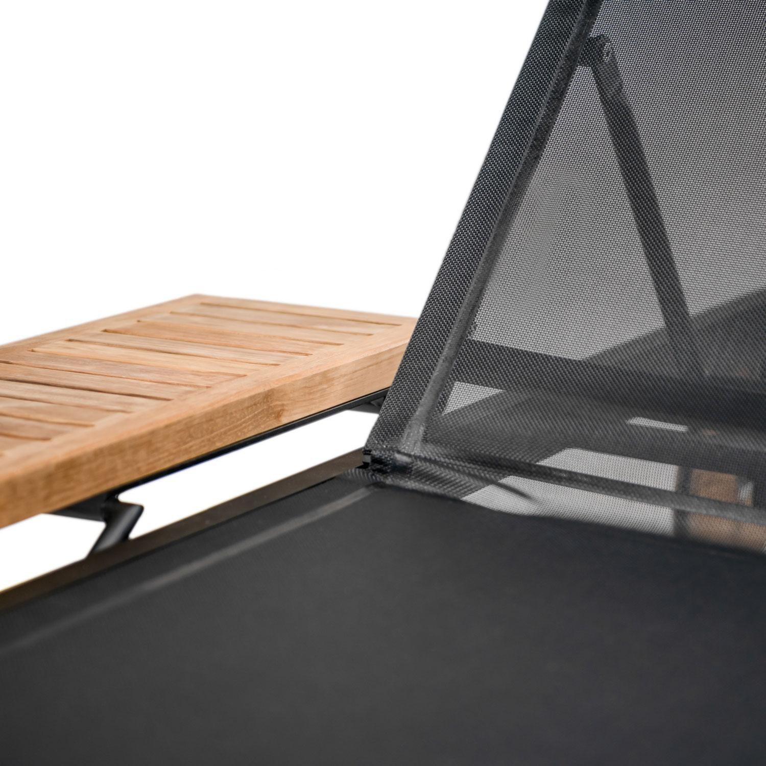 Teak + Table St Barts Aluminum Chaise Lounge in Black - Arm - Detail thumbnail