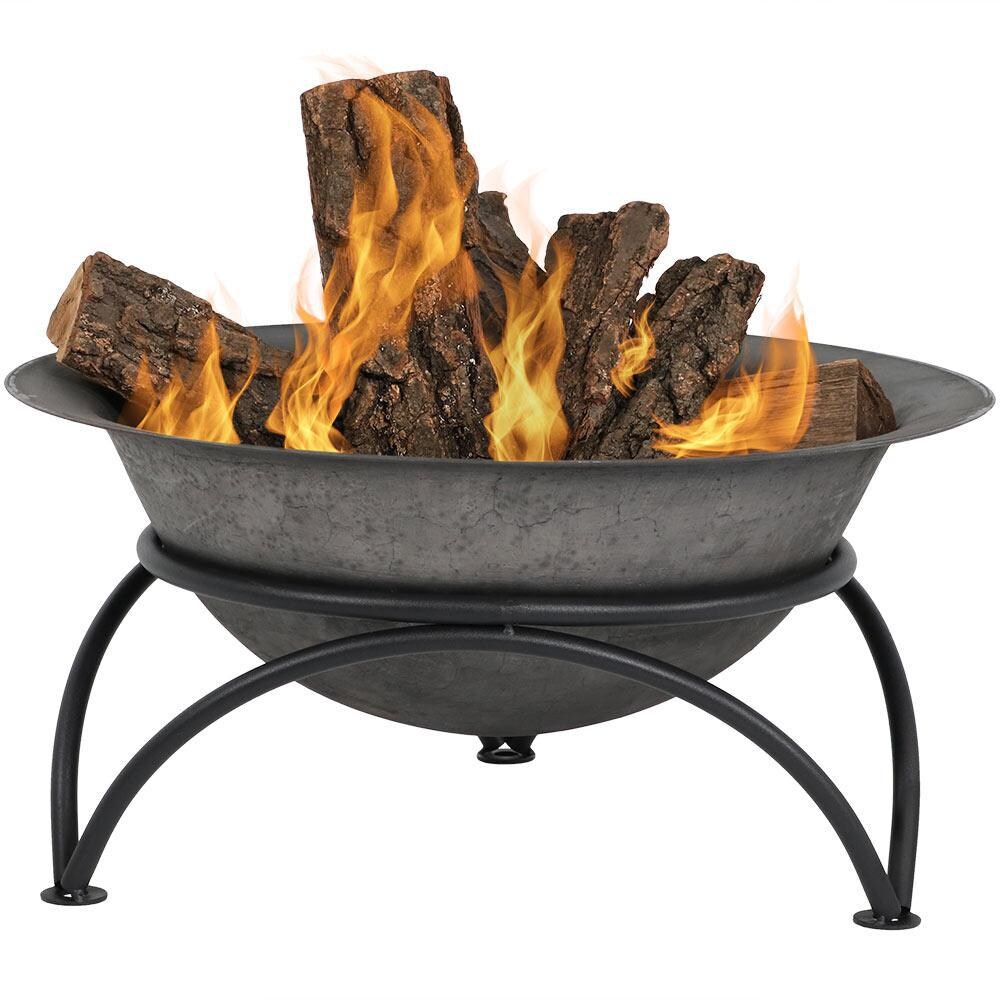 Ultimate Patio 24-Inch Cast Iron Wood Burning Fire Pit - In Use thumbnail