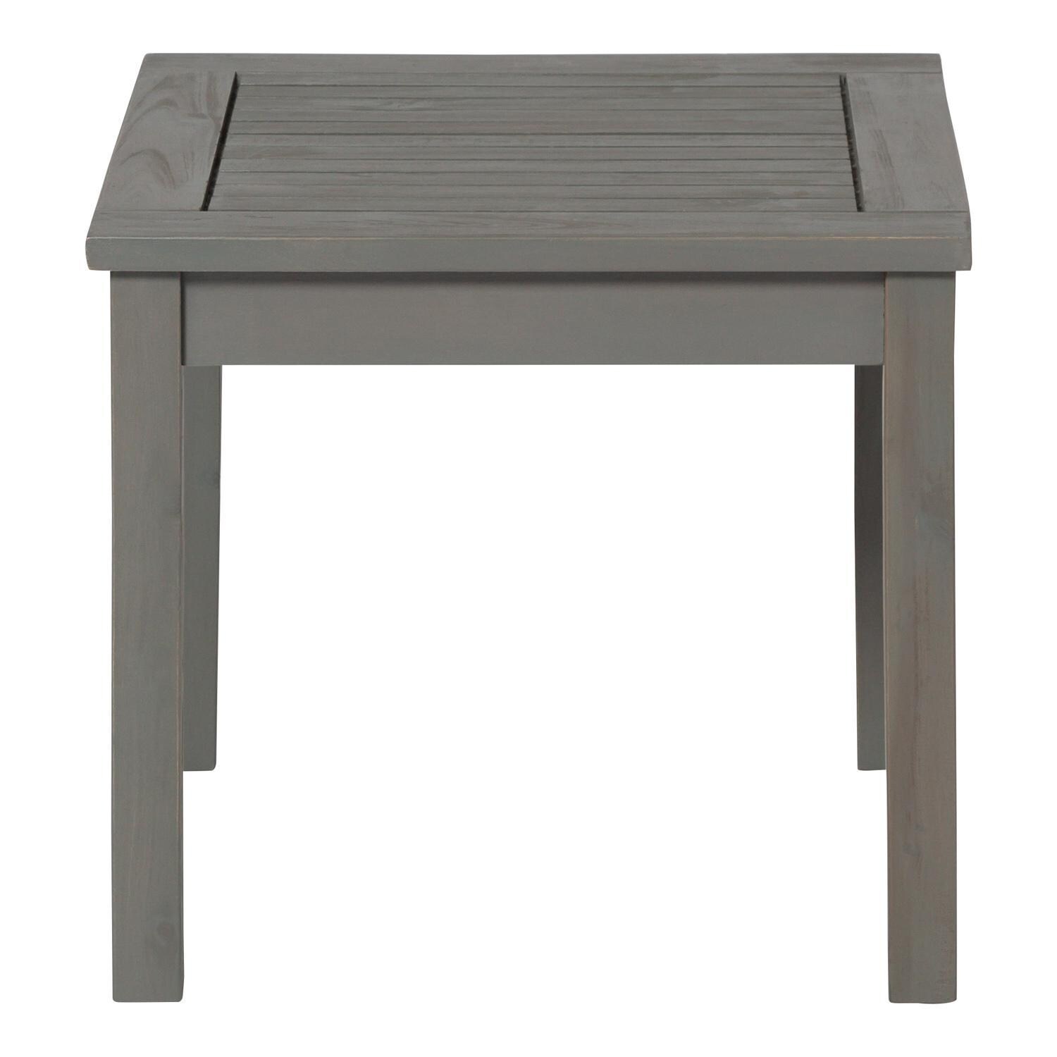 Ultimate Patio Horizon Way 20 Inch Square Acacia Patio End Table - Gray Wash - Front View thumbnail