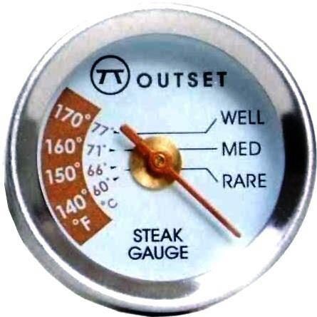 Outset 1-Inch Stainless Steel Mini Steak Thermometers - Gauge Close-Up thumbnail