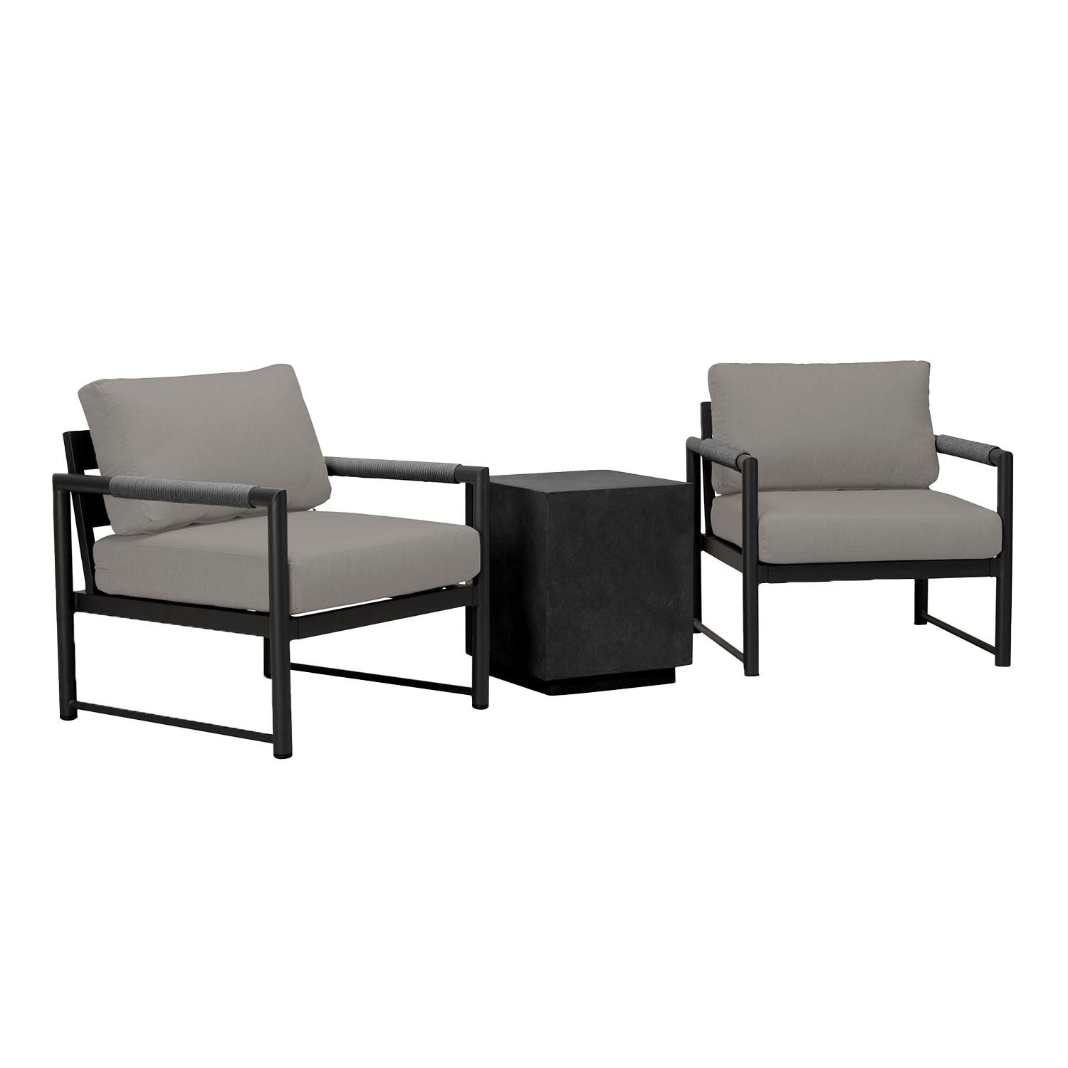 Lakeview AVEBAY-BK-CO-SET104-CC Avenue Bay Black/Carbon 3 Pc Chat Set - Canvas Charcoal - Angled - White Background thumbnail