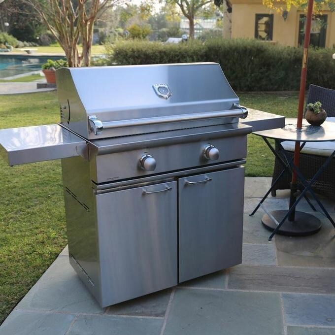 Caliber CrossFlame Silver 35-Inch Gas Grill On Cart Ready For Grilling thumbnail