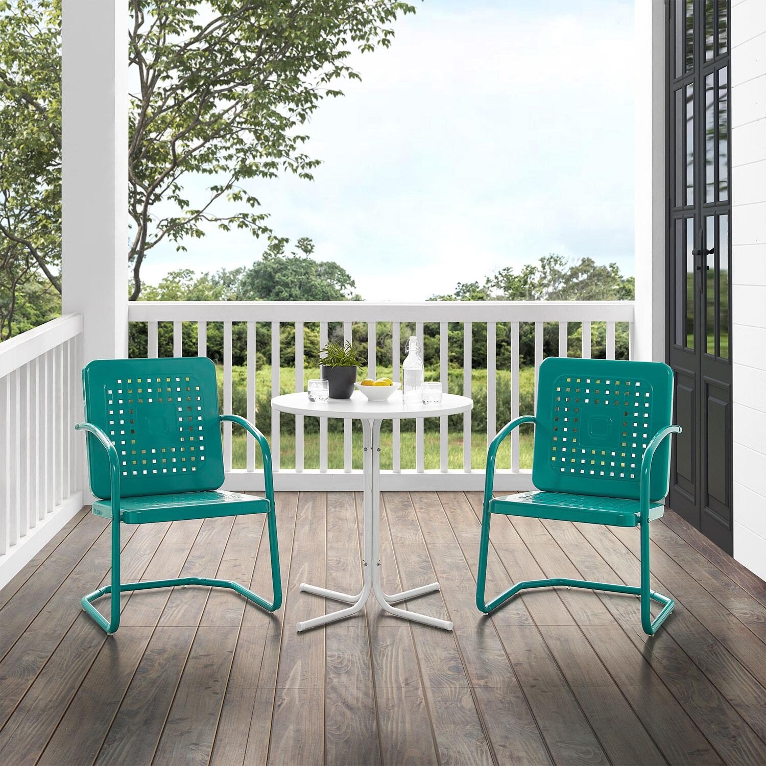 Ultimate Patio Westcove 3Pc Retro Outdoor Bistro Set in Turquoise