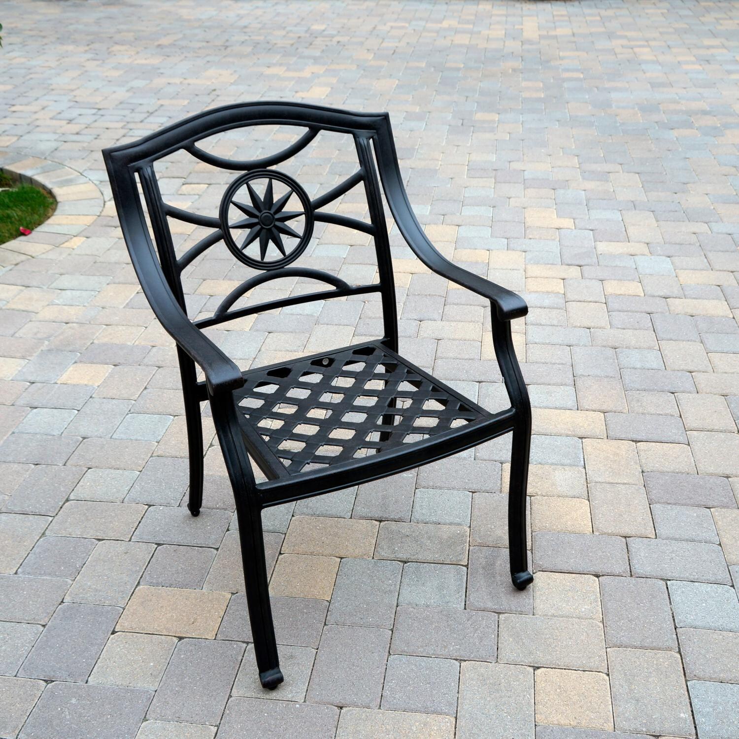 Darlee DL503-1-4 Ten Star 4 Piece Cast Aluminum Patio Dining Arm Chair Set W/ Sesame Cushions - Frame thumbnail