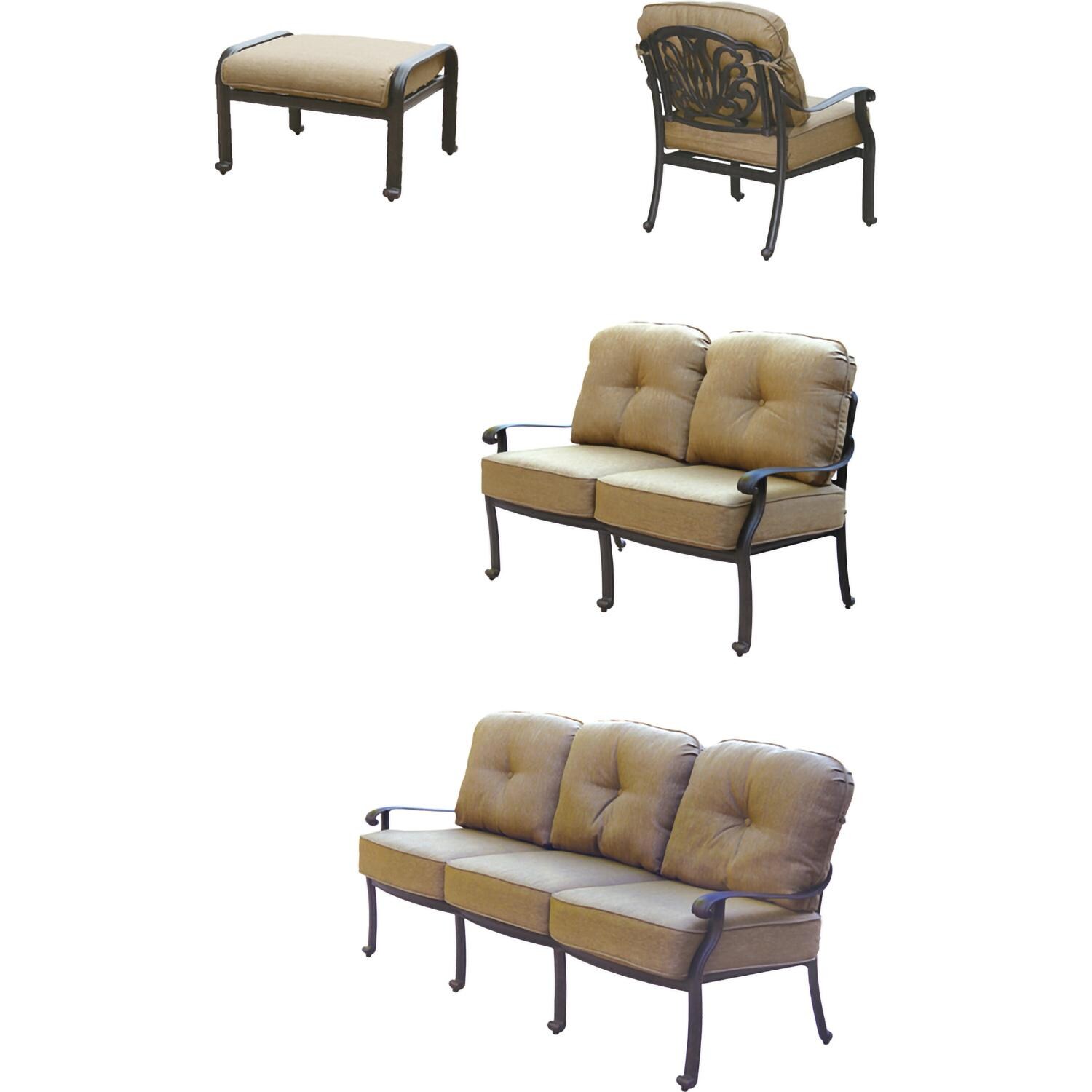 Darlee Elisabeth 4 Piece Cast Aluminum Patio Conversation Set - Set - White Background thumbnail