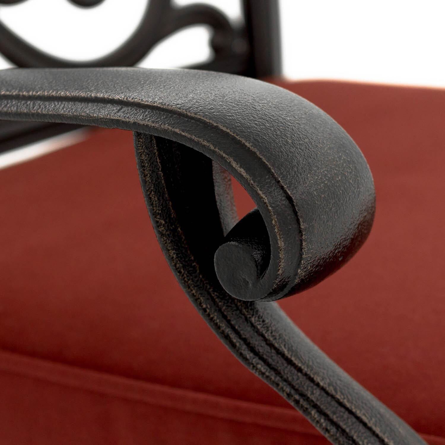 Villa Flora Cast Aluminum Patio Swivel Rocker W/ Sunbrella Canvas Henna Cushion - Scroll Detail thumbnail