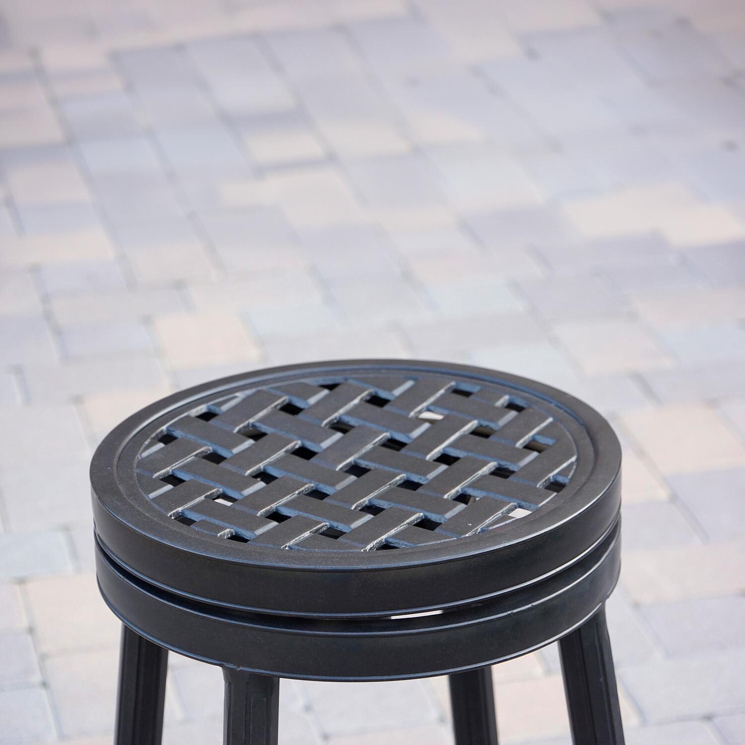 Darlee Cast Aluminum Outdoor Patio Round Bar Stool With Cushion - Antique Bronze - Stool Top - Detail thumbnail