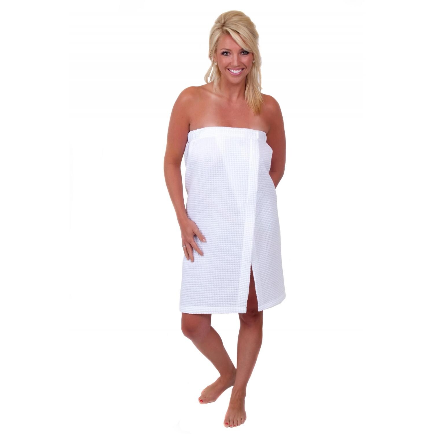 Terry Town Womens Waffle Weave Spa Wrap Towel One Size Fits Most - White