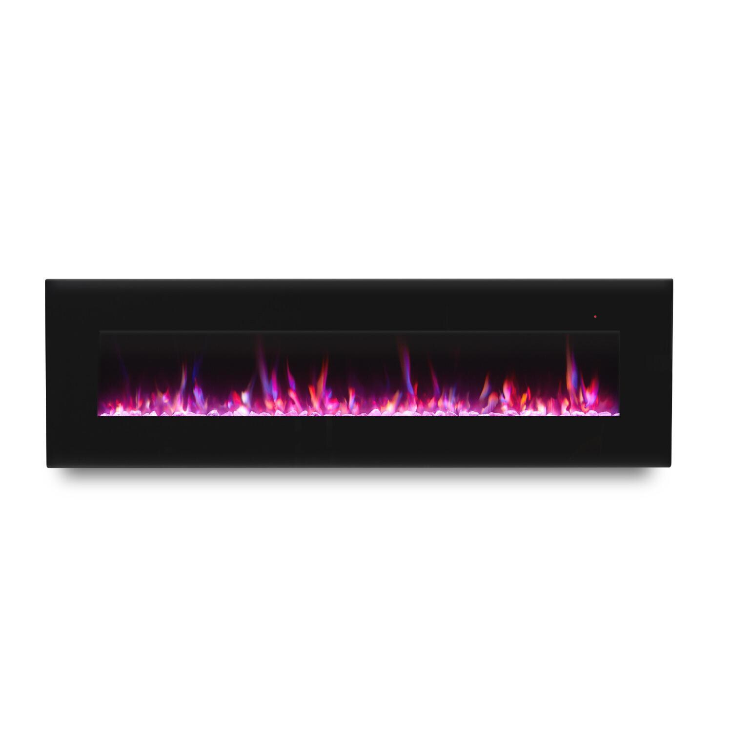 Real Flame 1360E-BK Corretto 72-Inch Wall Mount Electric Fireplace - Black - Clear Glass - Pink Flame thumbnail