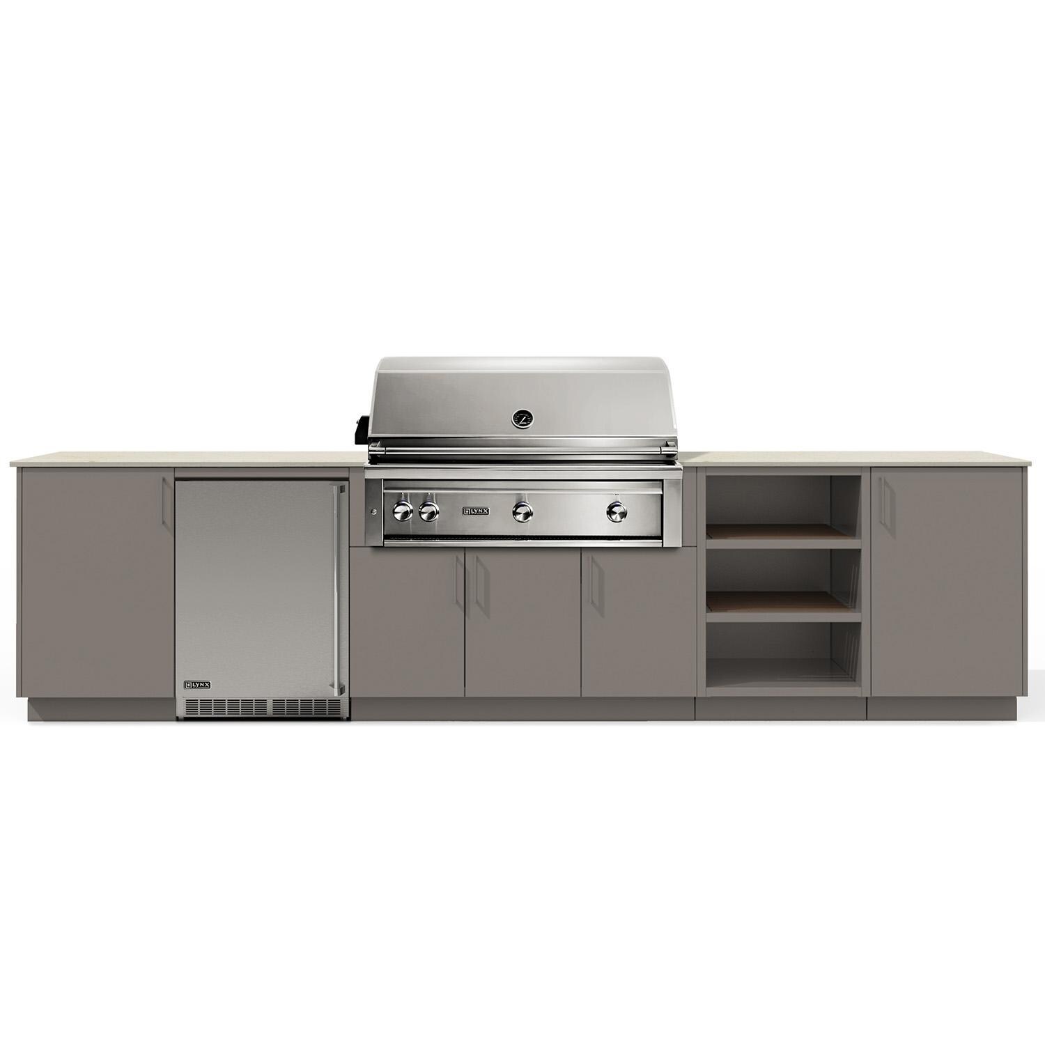 Urban Bonfire B-Taiga-42-Lynx-Danae-Clay Taiga 42 Outdoor Kitchen w/ Lynx Natural Gas Grill, Refrigerator, Danae Countertop & Clay Finish thumbnail