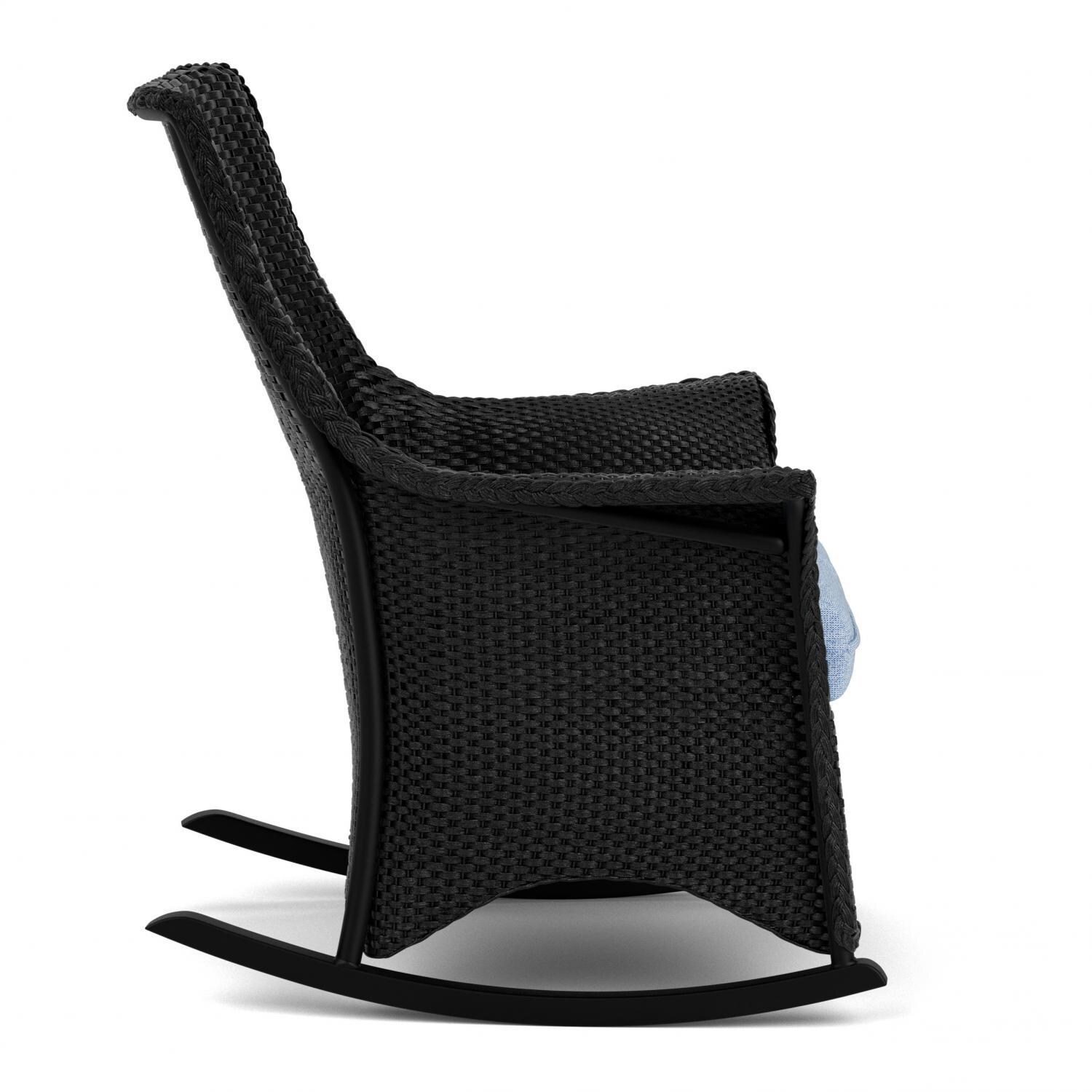 Lloyd Flanders Mandalay Porch Rocker in Ebony Finish with Demo Skyway fabric - Side thumbnail