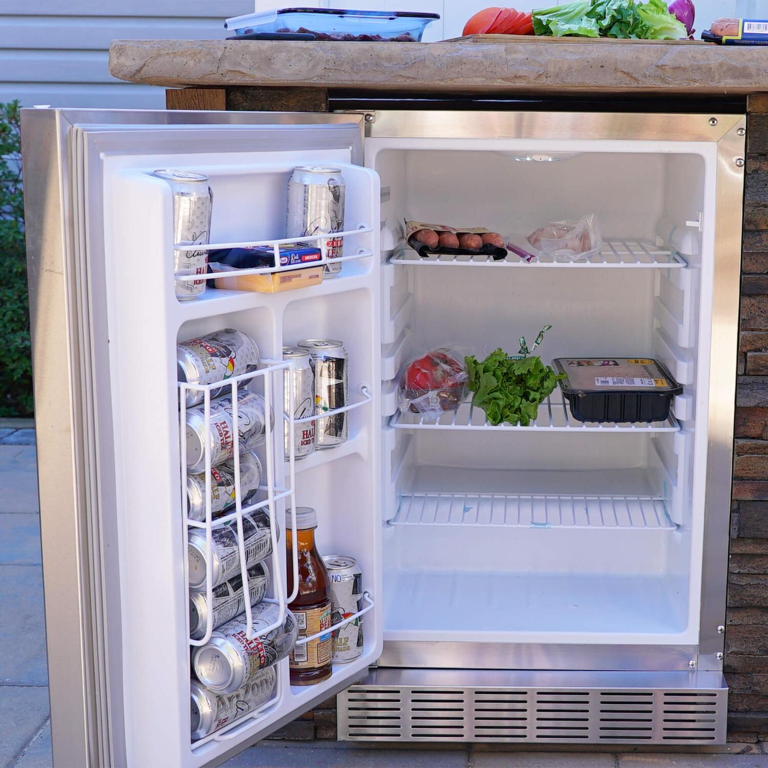 Coyote RTAC-G8-SG-C2SL36NG Ready-To-Assemble 8 Ft Outdoor Kitchen Island With 36-Inch S-Series Natural Gas Grill - Stacked Stone/Stone Gray - Refrigerator Filled thumbnail