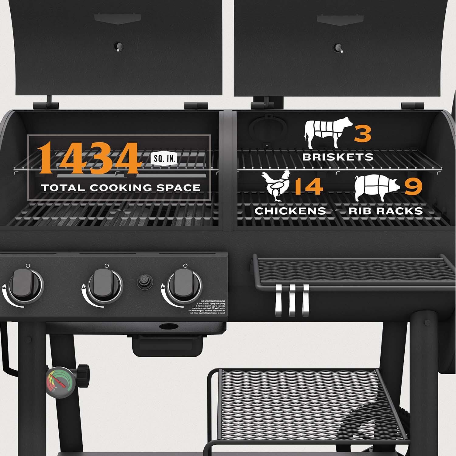Oklahoma Joe's 24203005 Canyon Combo DLX Charcoal/Propane Smoker & Grill - Capacity - Lifestyle thumbnail