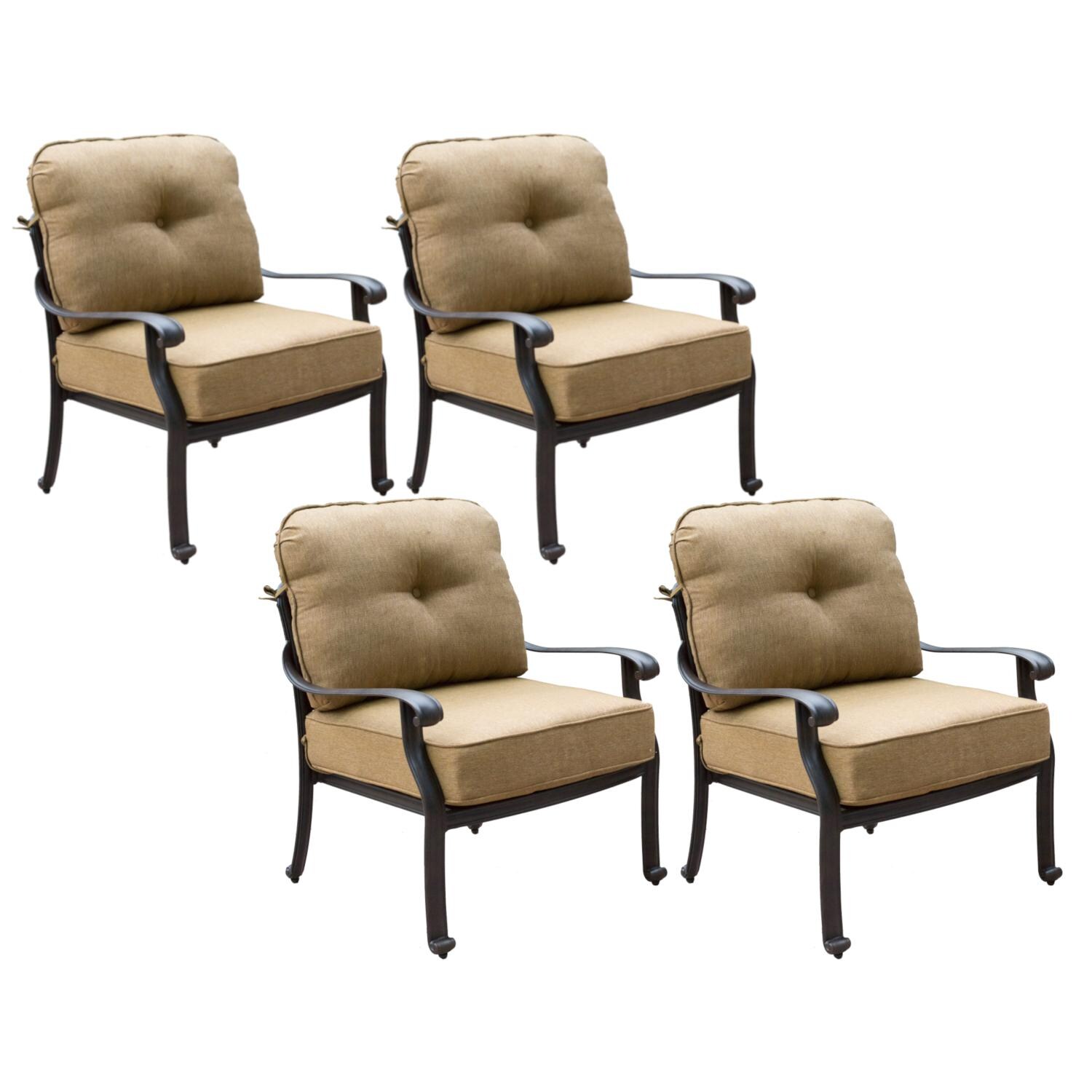 Darlee DL708-1-4 Elisabeth 4 Piece Cast Aluminum Patio Club Chair Set W/ Sesame Cushions thumbnail