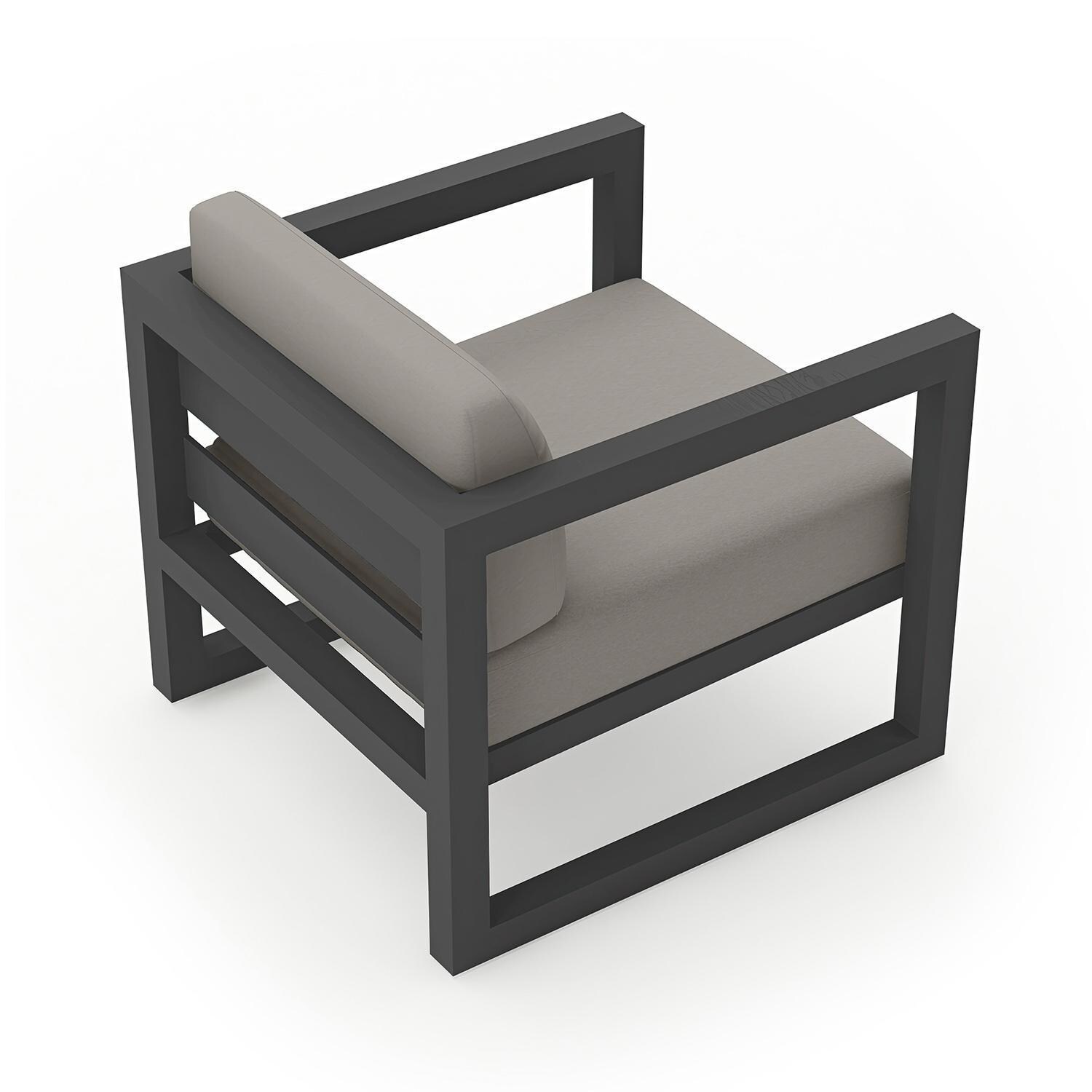 Misty Cove Aluminum Club Chair in Slate w/Charcoal Canvas Cushions by Lakeview - Top Angle View - White Background thumbnail