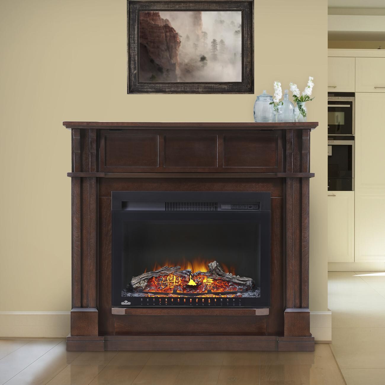 Napoleon Bailey 38Inch Electric Fireplace Mantel Package with 24Inch Cinema Firebox Espresso