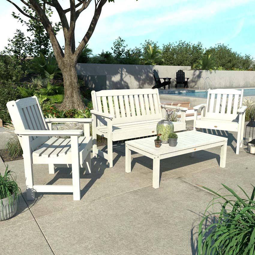 Hart Lane 4 Pc Set Polyresin Seating Set in White By Lakeview Outdoor Designs - Lifestyle thumbnail