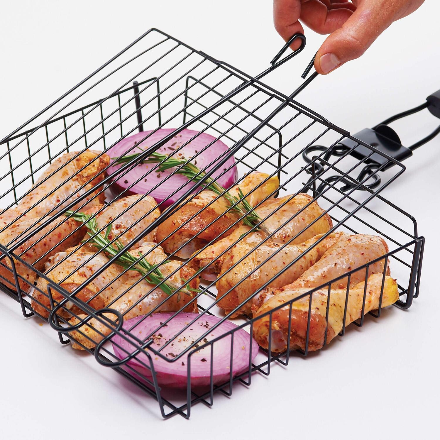 GrillPro Non-Stick Deluxe Broiler Basket w/ Detachable Handle - 24876 - Closing - White Background thumbnail