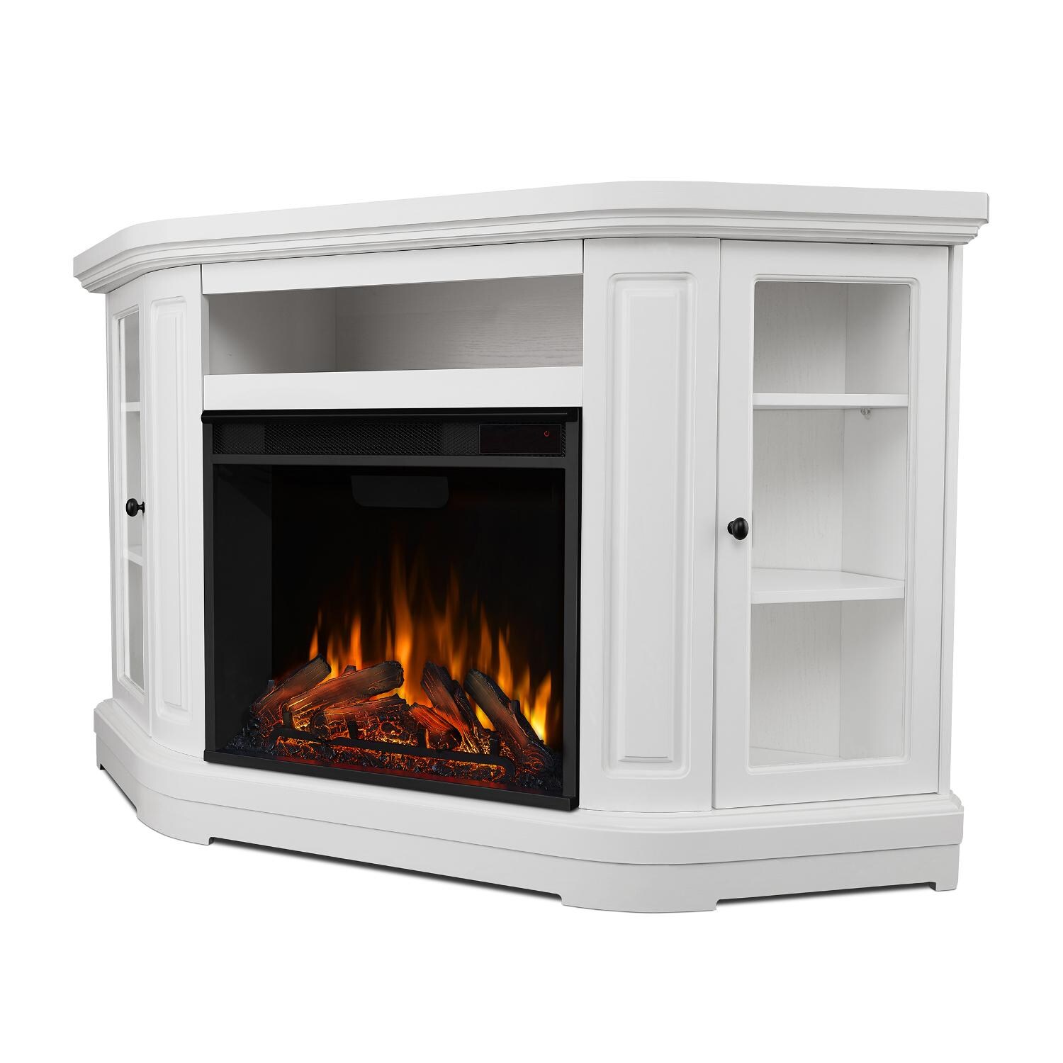 Real Flame - 3850E-W - Windom 57-Inch Corner Electric Fireplace Entertainment Center - White - Side View thumbnail