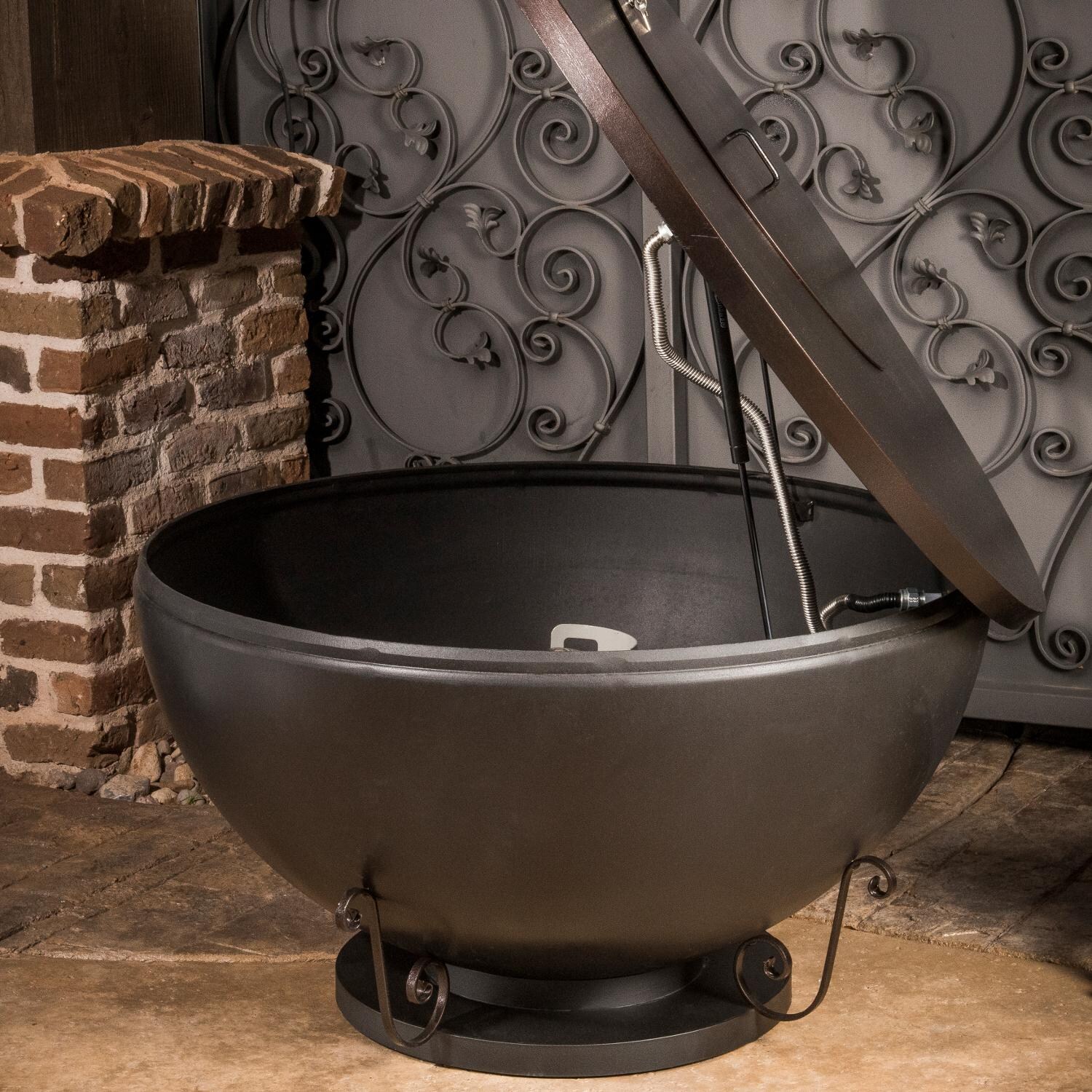 CC Products Opulent Bowl 48Inch Round Natural Gas Fire Table Black