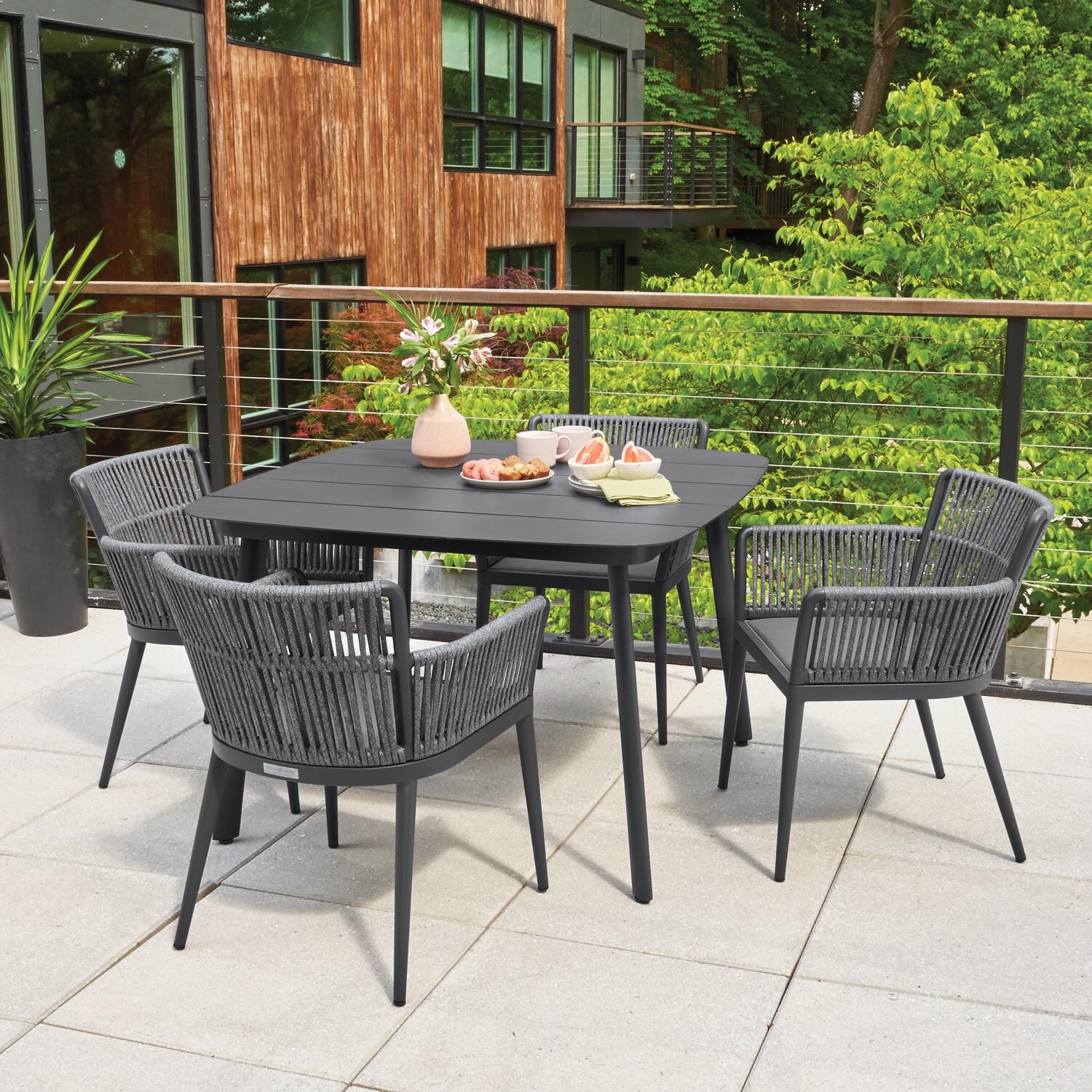 Oxford Garden Eiland 45 Inch Carbon Aluminum Dining Table - Balcony thumbnail