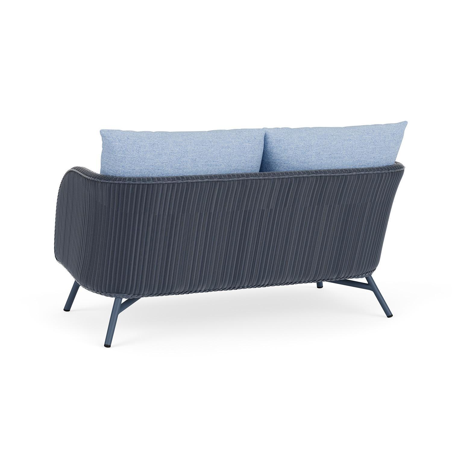 Lloyd Flanders Essence Loveseat W/Demo Skyway Fabric - Denim Blue Finish - Back Left thumbnail