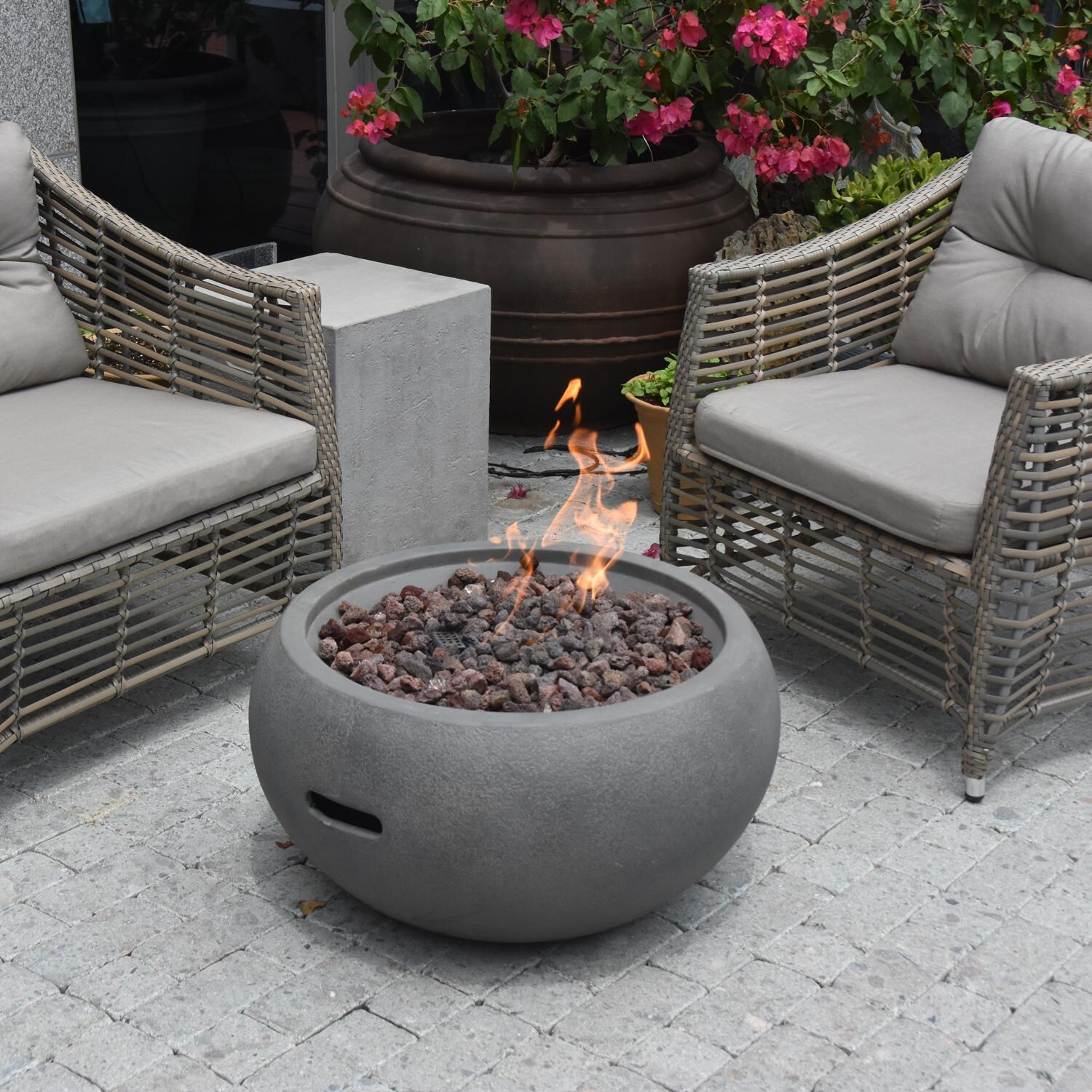Elementi OFG138-LP Modeno Newbridge 27-Inch Propane Fire Bowl - In Use On Patio thumbnail