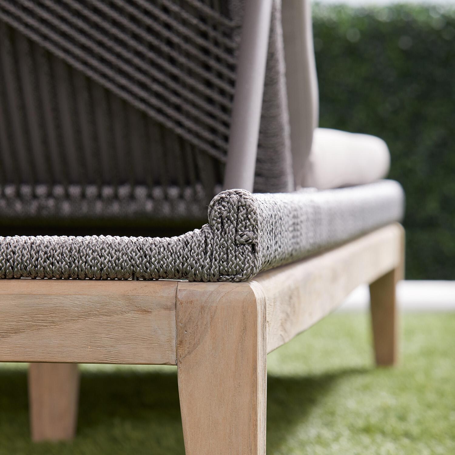 Lakeview Peninsula Way Woven Rope Chaise Lounge in Taupe & White - Back Detail thumbnail